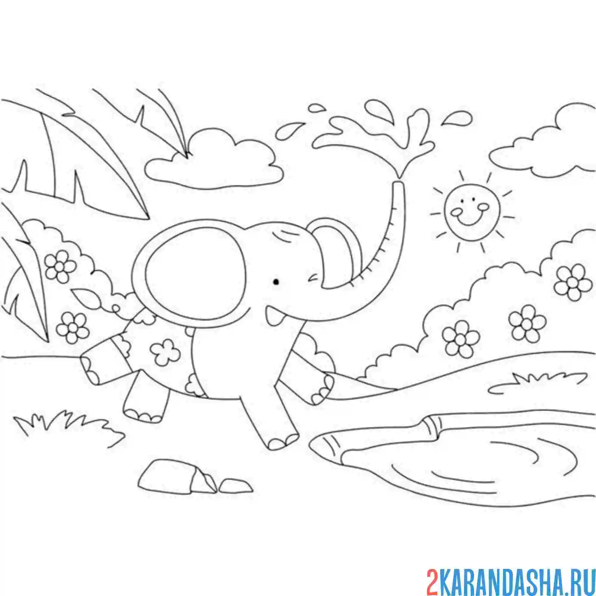 Раскраска слон зоопарк вольер