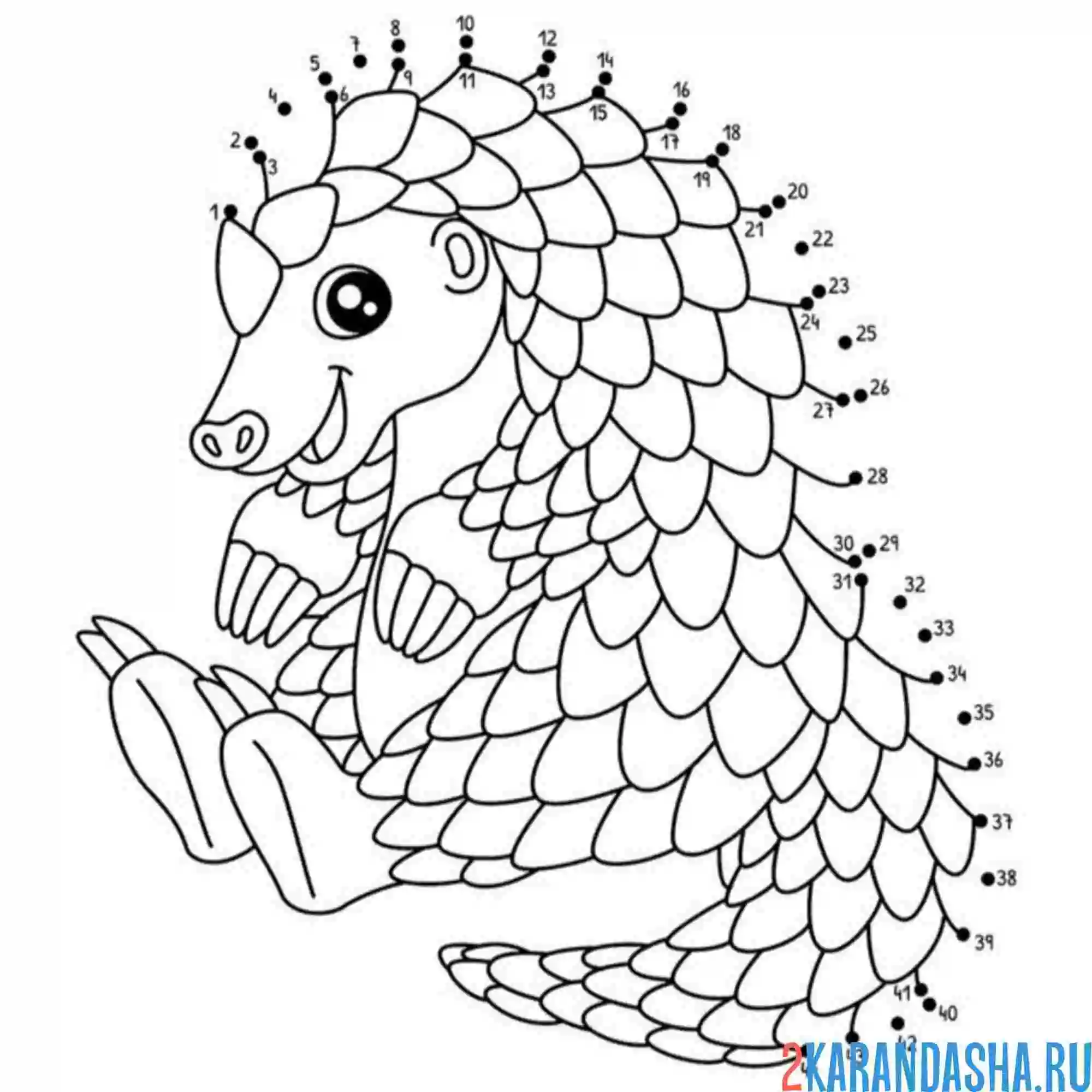 Раскраска броненосец по цифрам