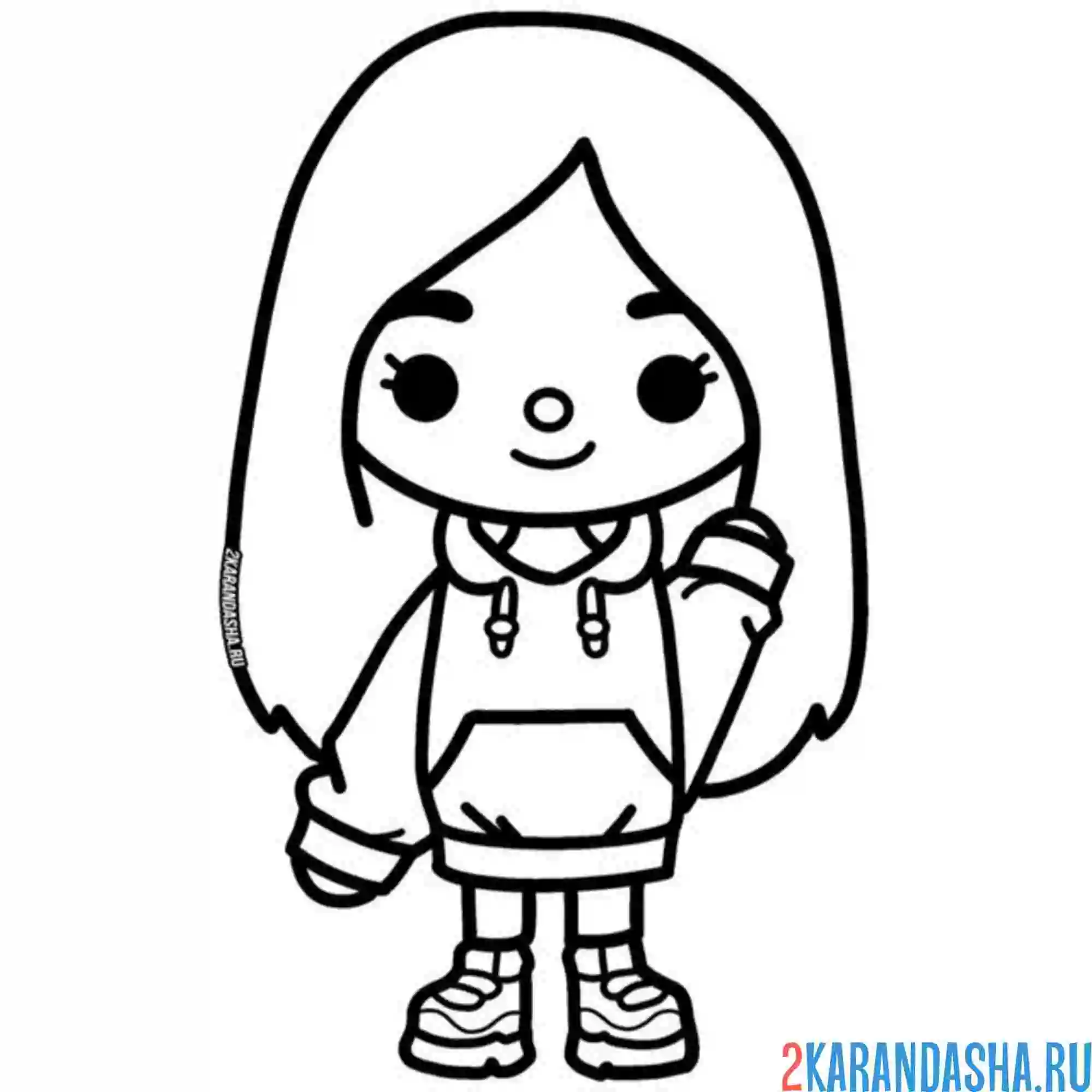 Раскраска тока бока девочка в худи