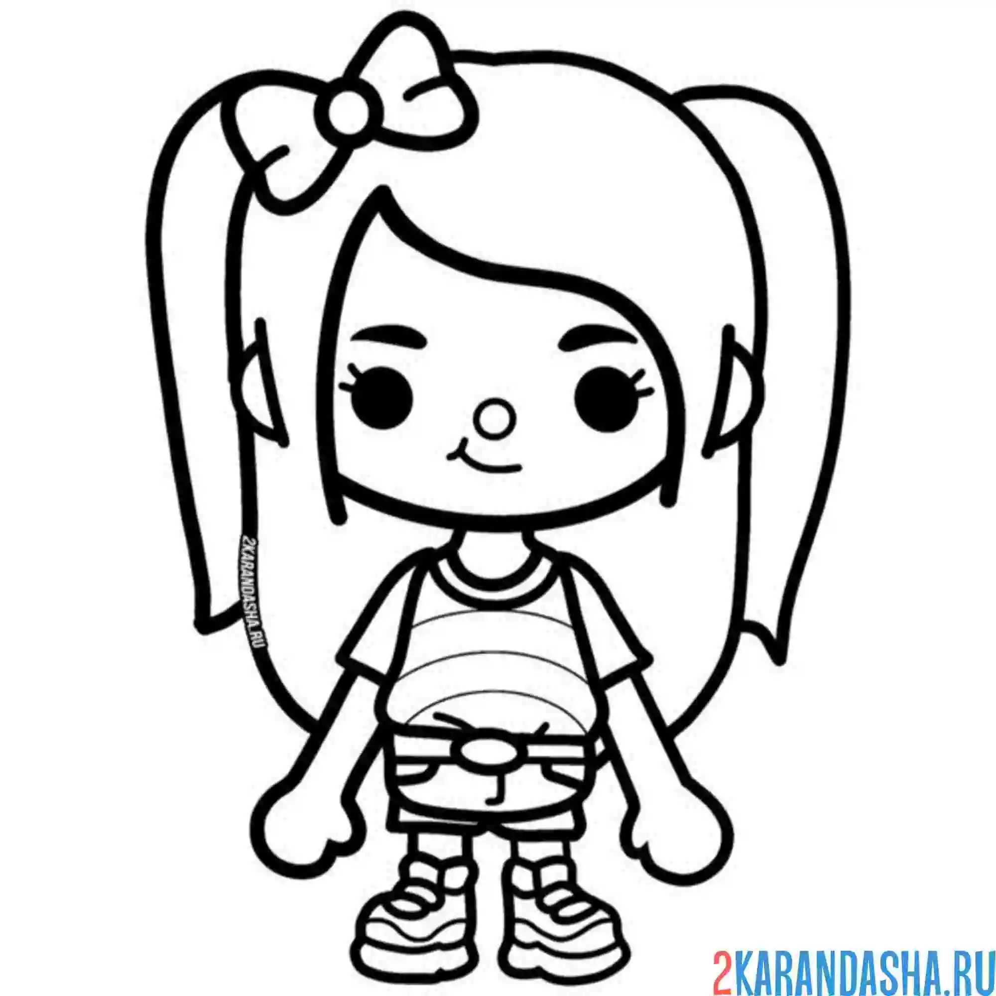 Раскраска тока бока девочка с бантами