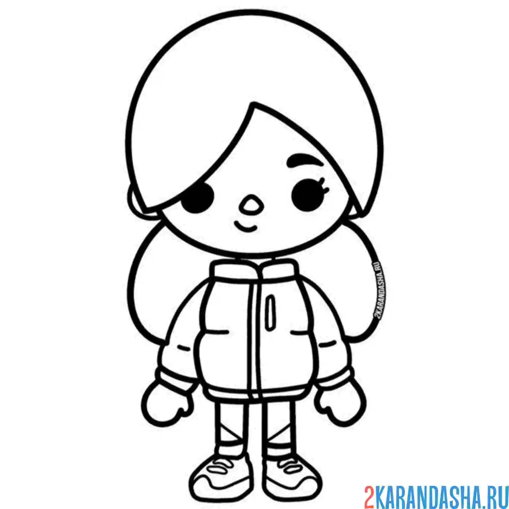 Раскраска тока бока девочка в курстке