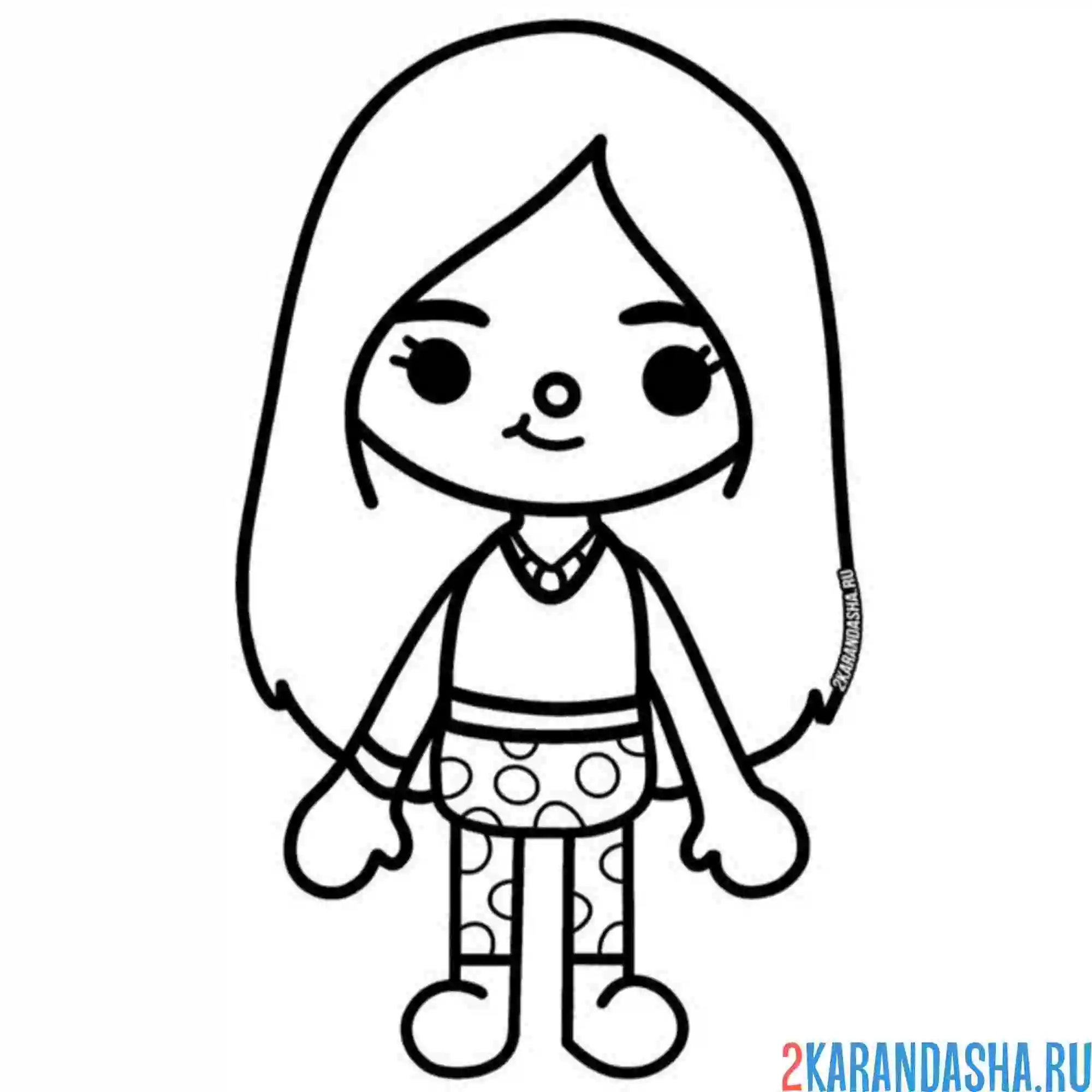 Раскраска тока бока девочка в лосинах