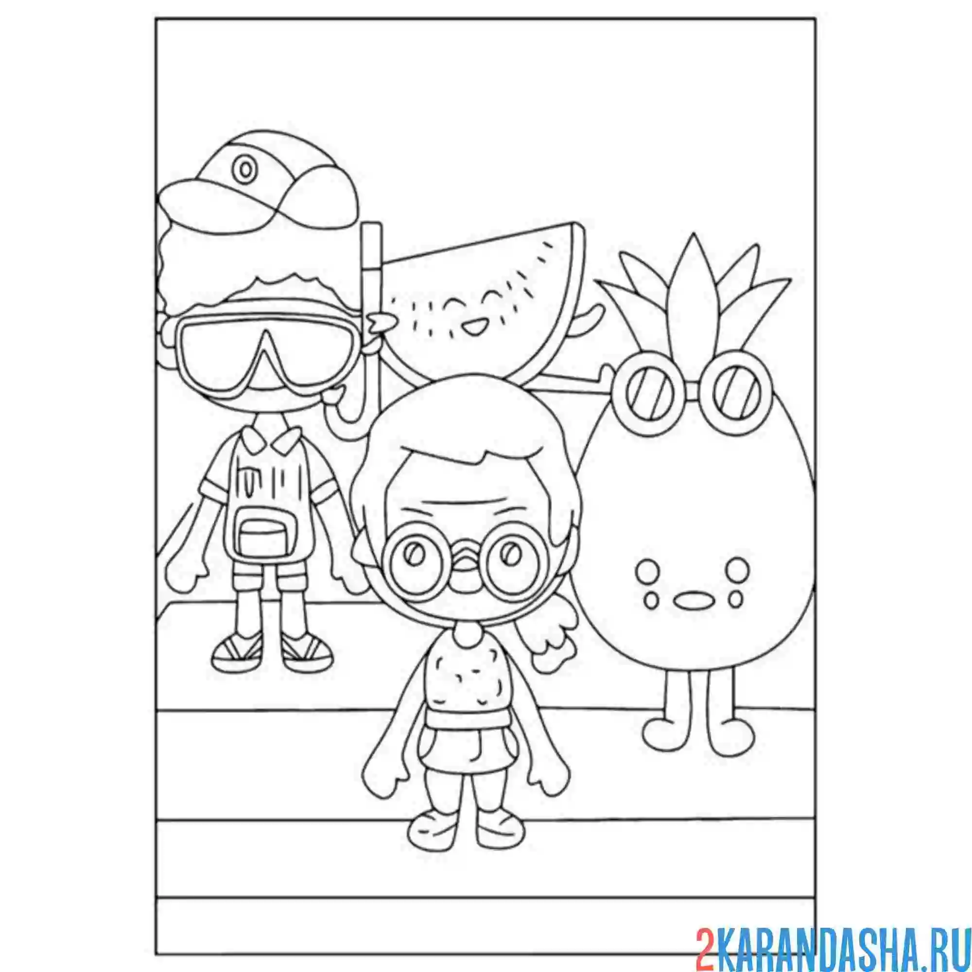 Раскраска тока бока ананас