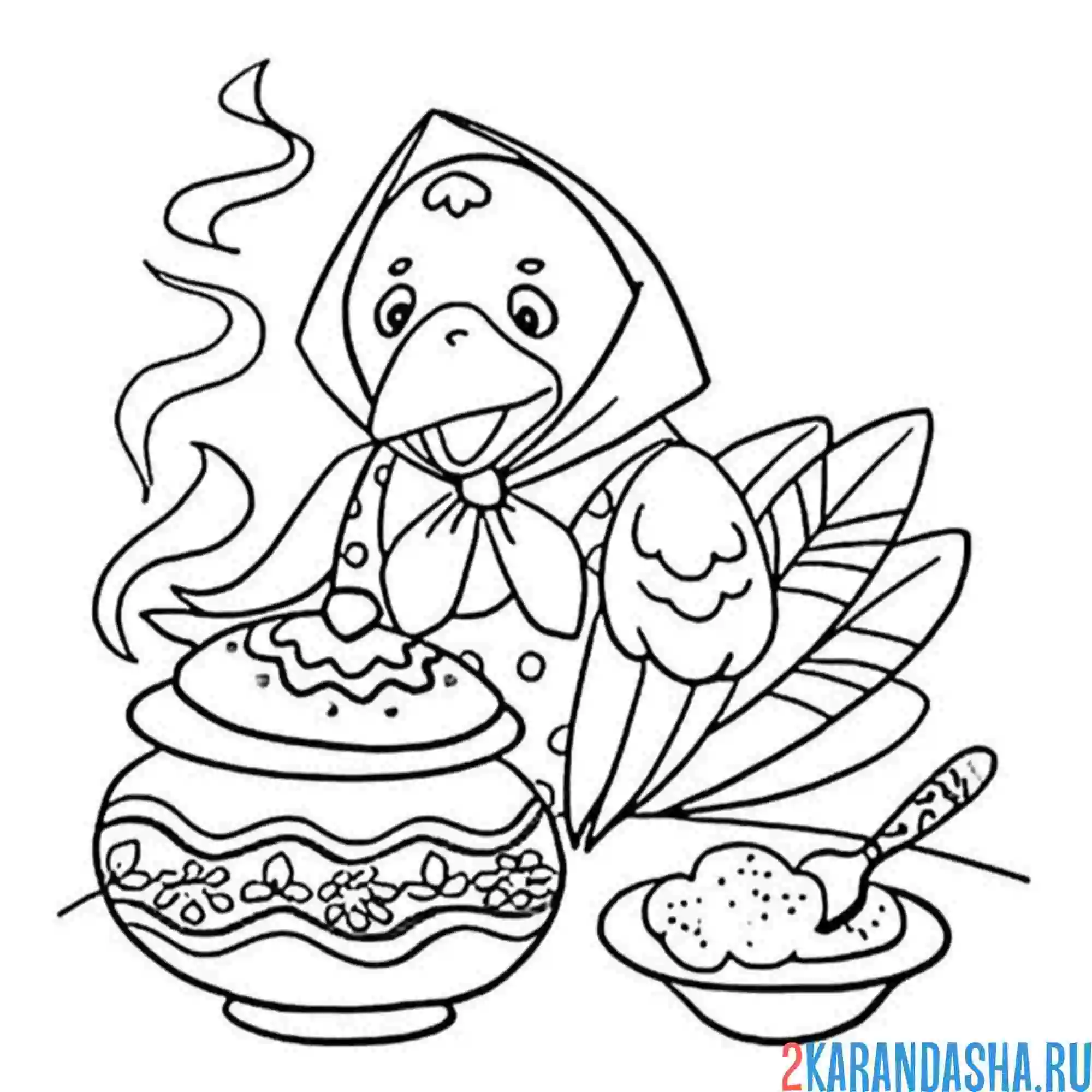 Раскраска каша сорока-белобока