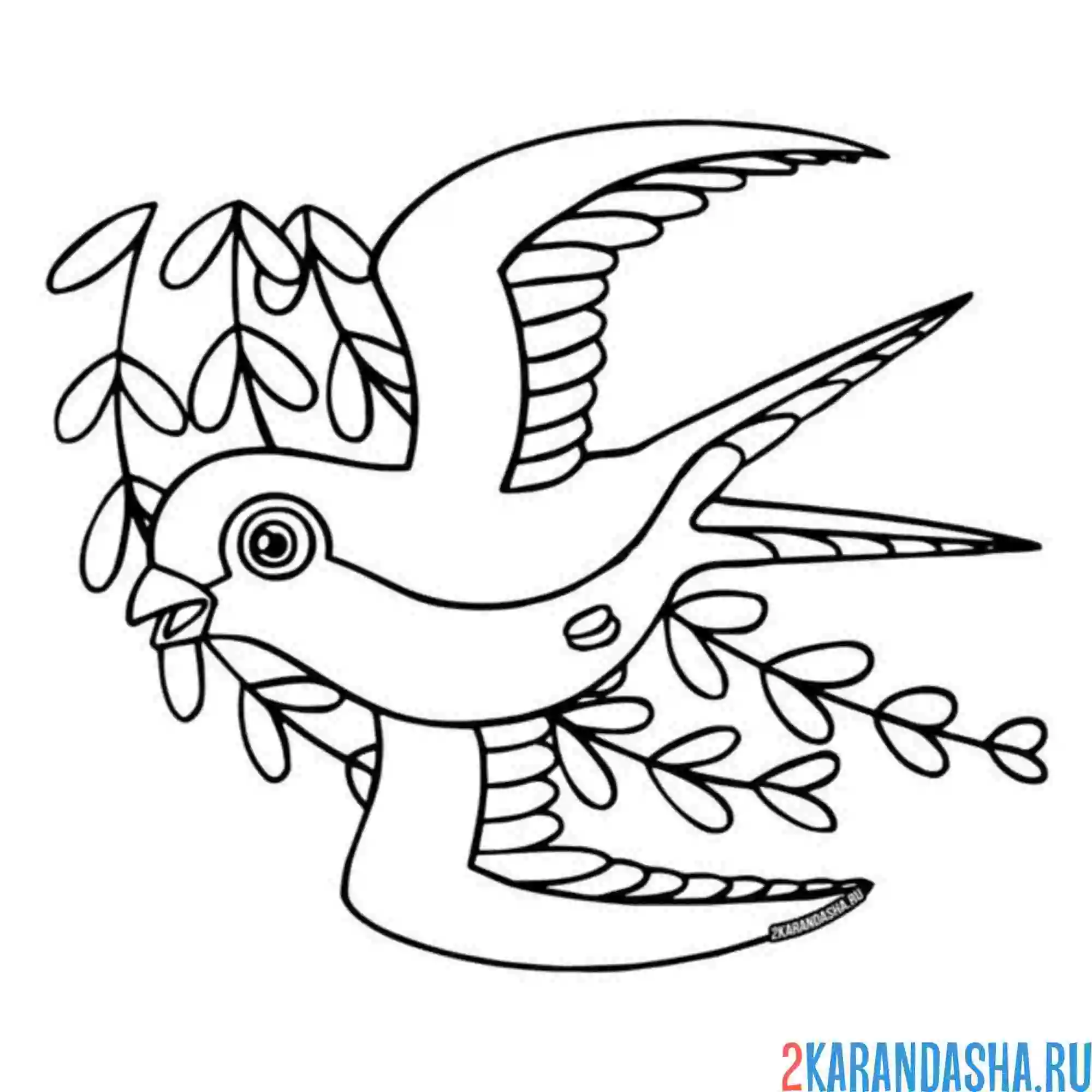 Раскраска ласточка и травинки