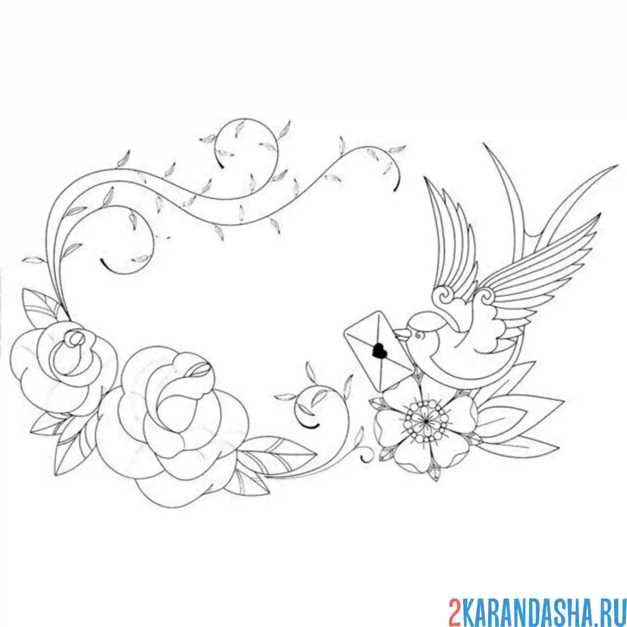 Раскраска ласточка с письмом