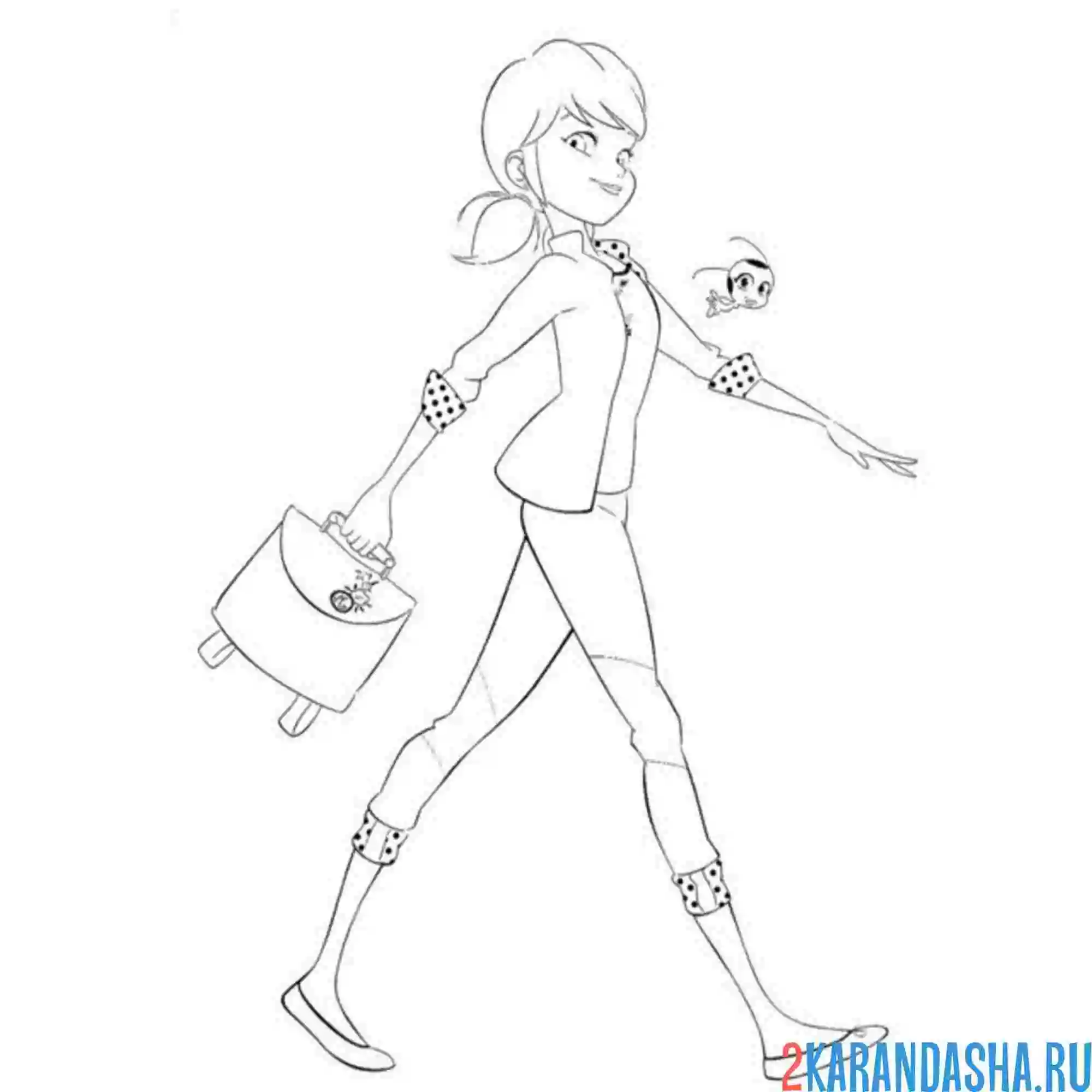 Раскраска маринетт леди баг гуляет