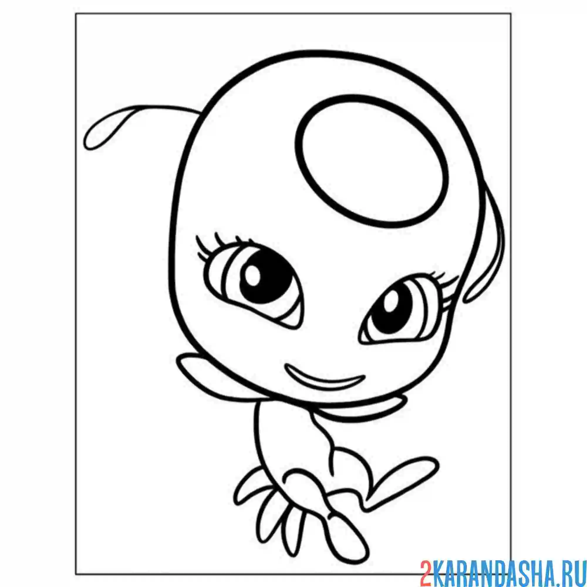 Раскраска тикки квами из леди баг