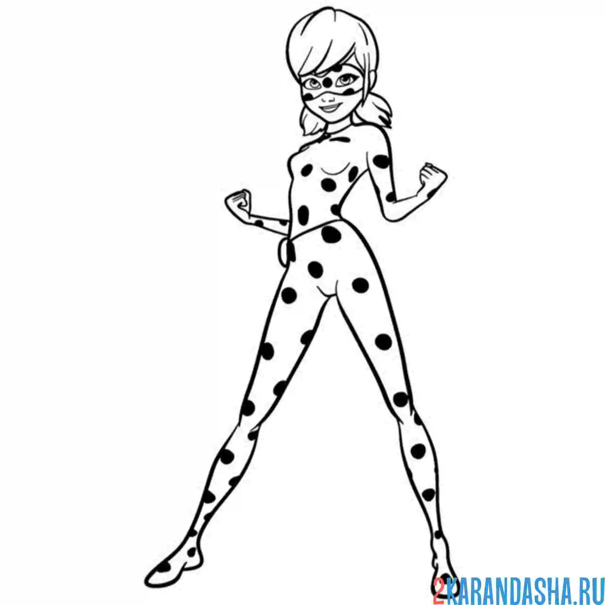 Раскраска красивая спортивная леди баг