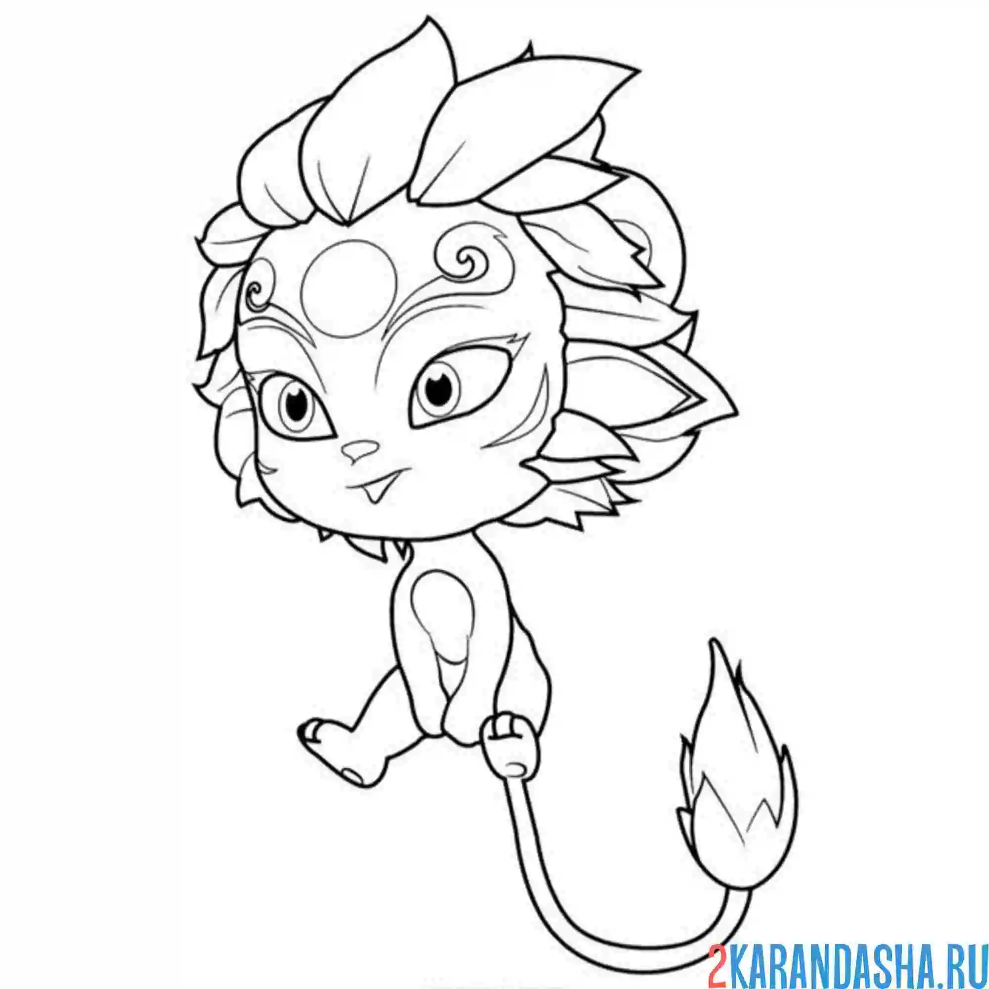 Раскраска мэй ши лев-защитник