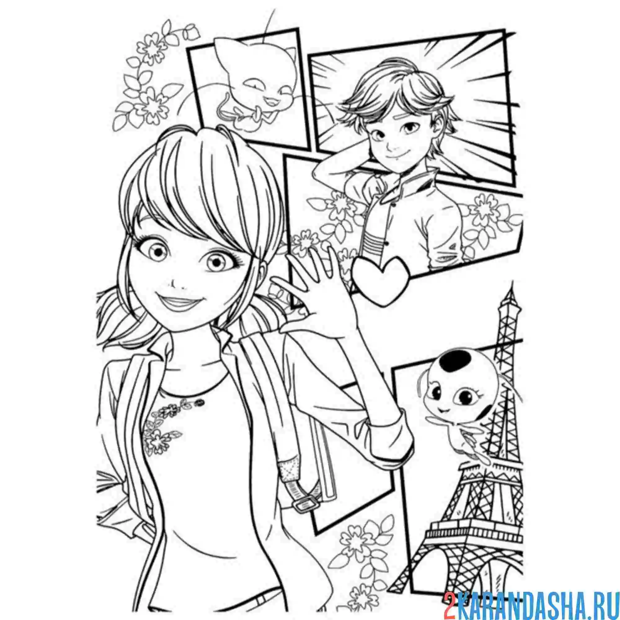 Раскраска лучшие леди баг и супер-кот