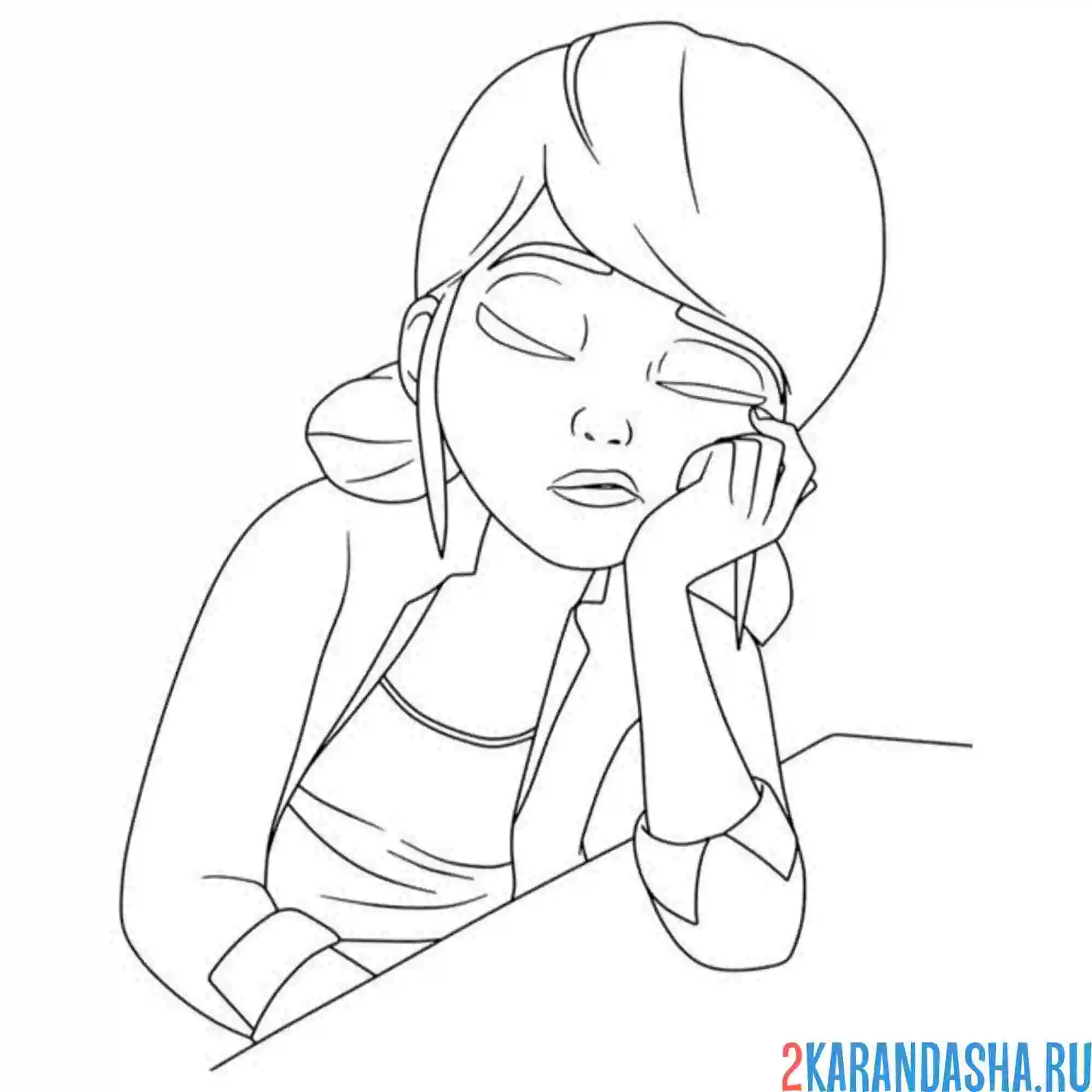 Раскраска леди баг спит