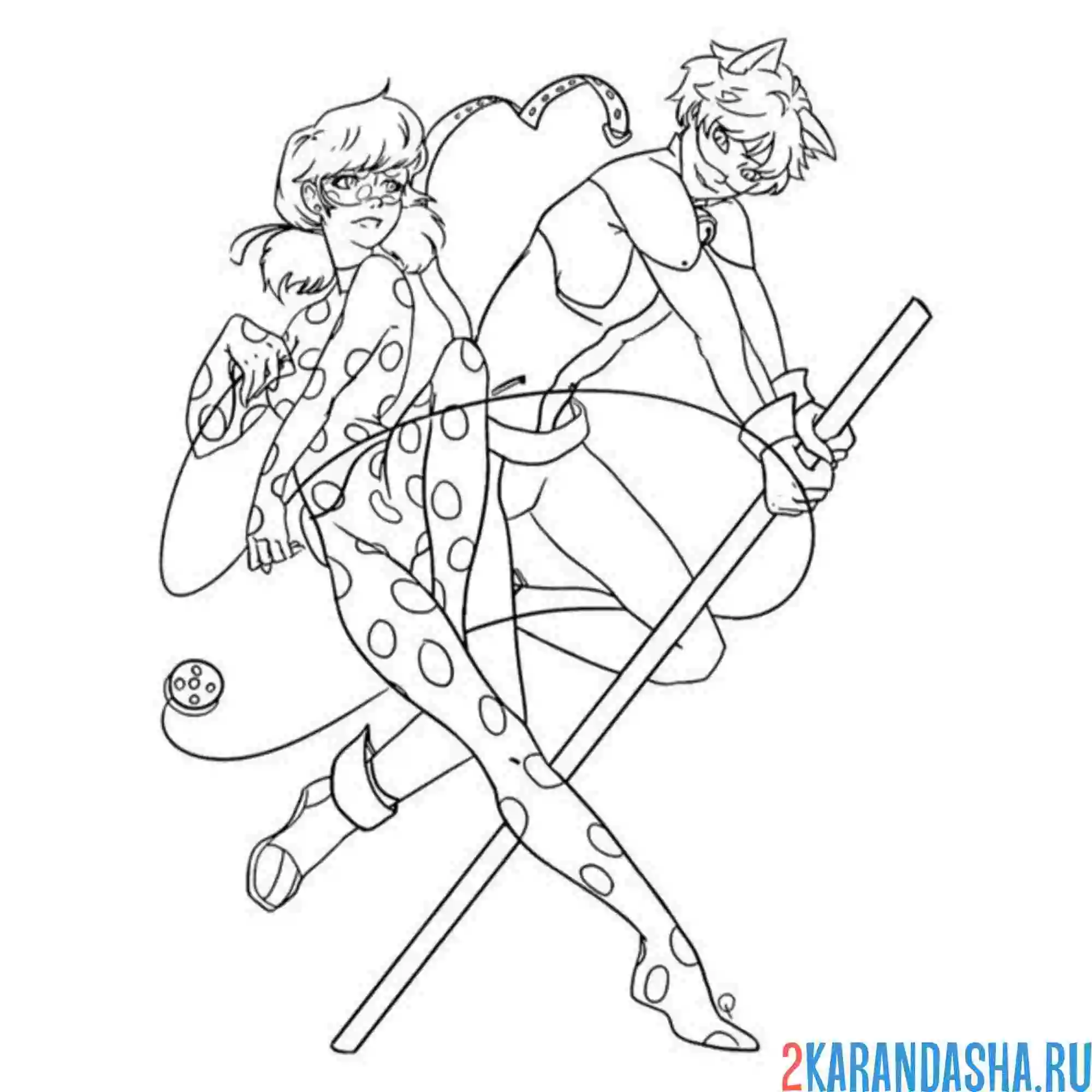 Раскраска сильные леди баг и супер-кот