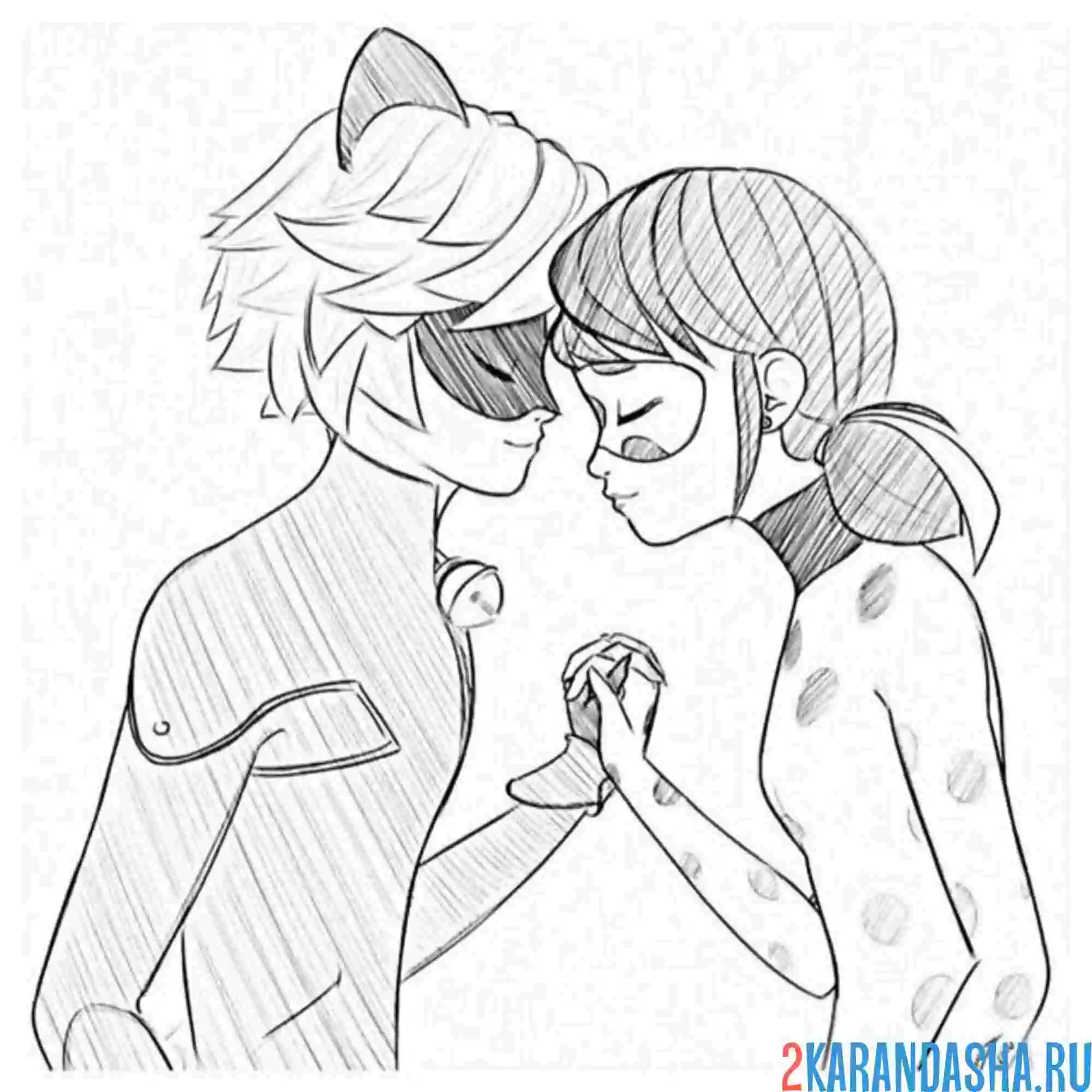 Раскраска настоящая любовь леди-баг и супер-кот