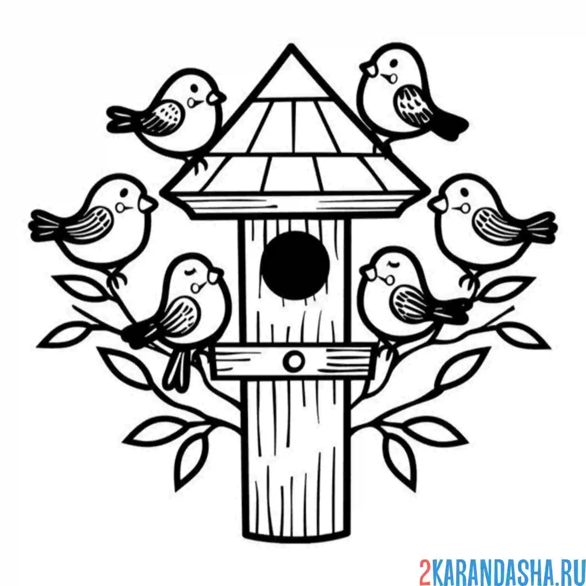 Раскраска скворечник