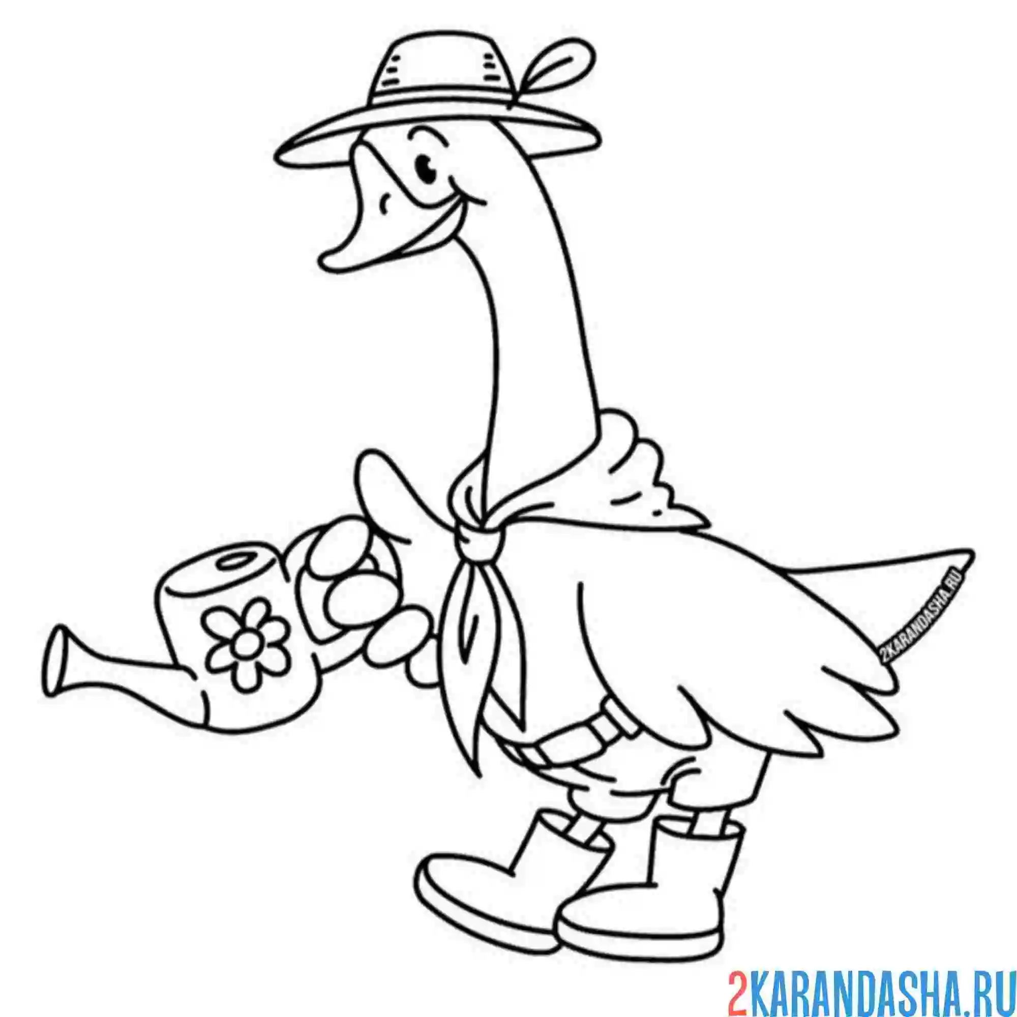 Раскраска гусь садовник