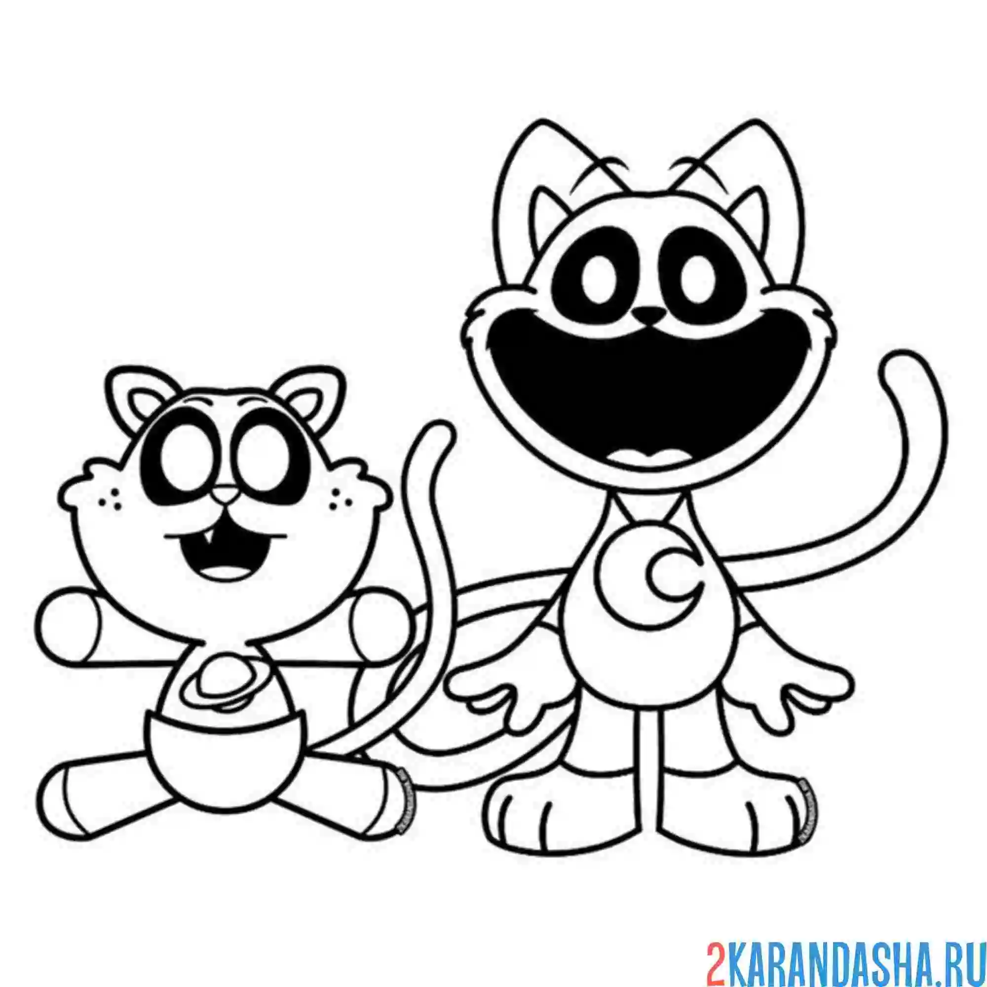 Раскраска catnap взрослый и малыш