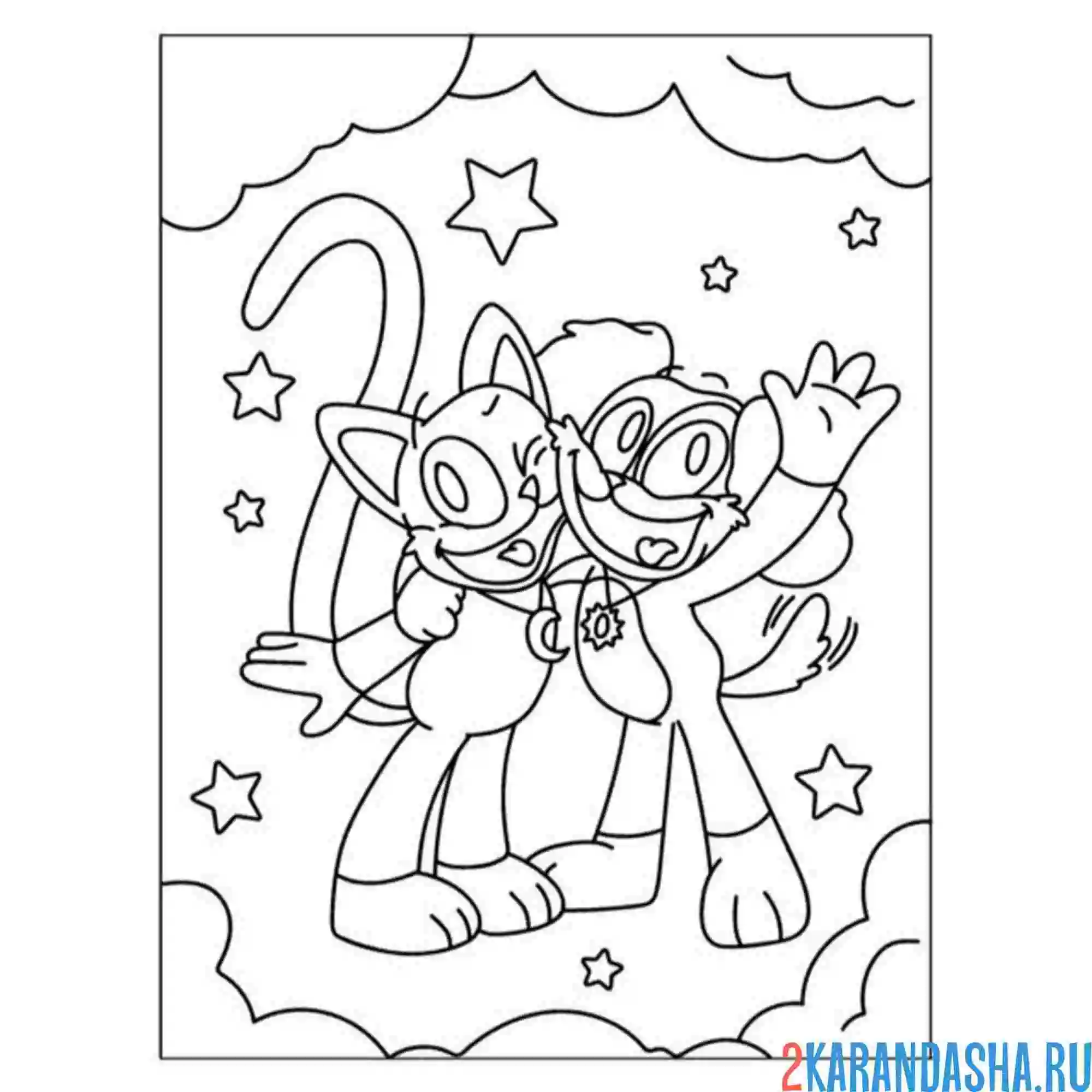 Раскраска dogday и catnap