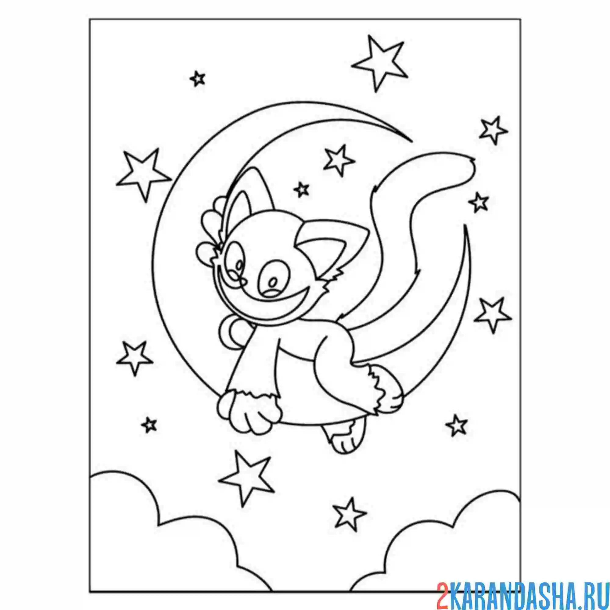 Раскраска catnap на месяце