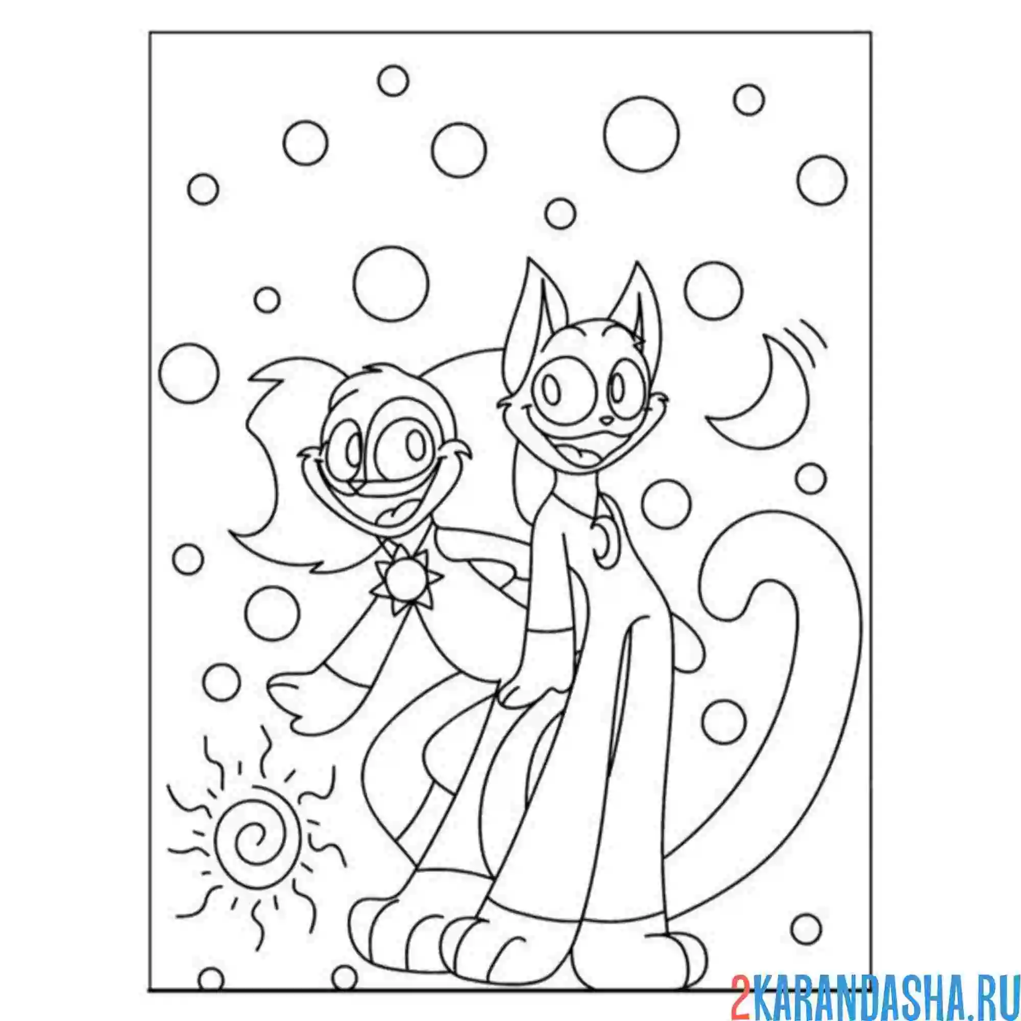 Раскраска dogday и catnap друзья