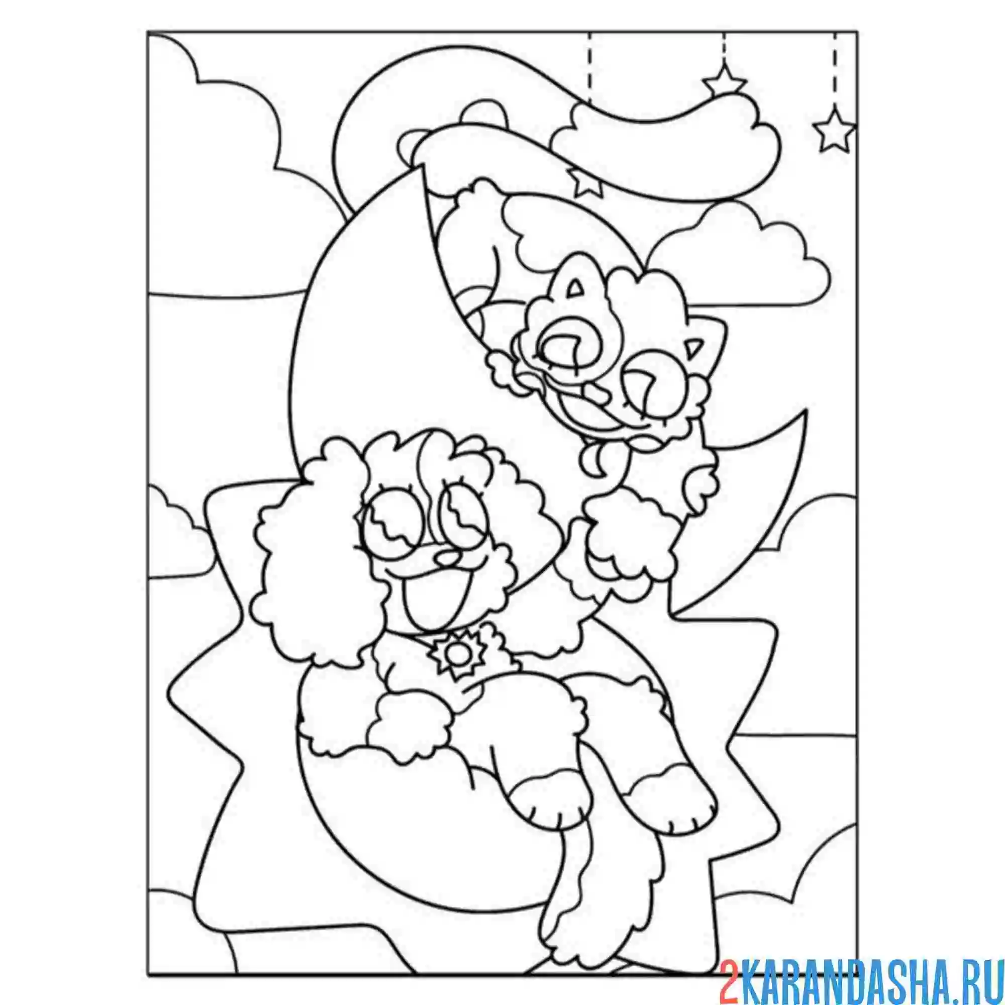 Раскраска dogday и catnap вместе