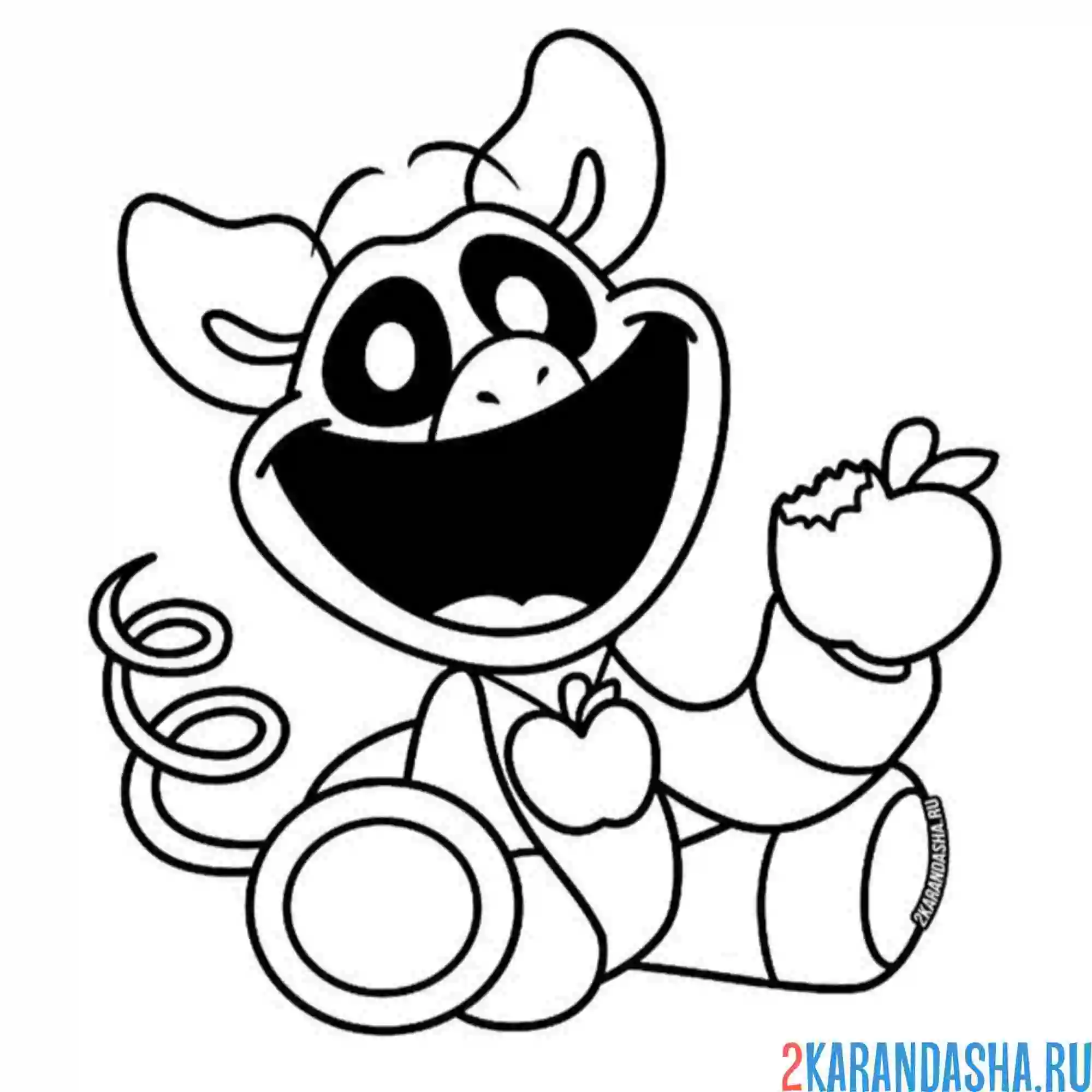 Раскраска picky piggy с яблоком