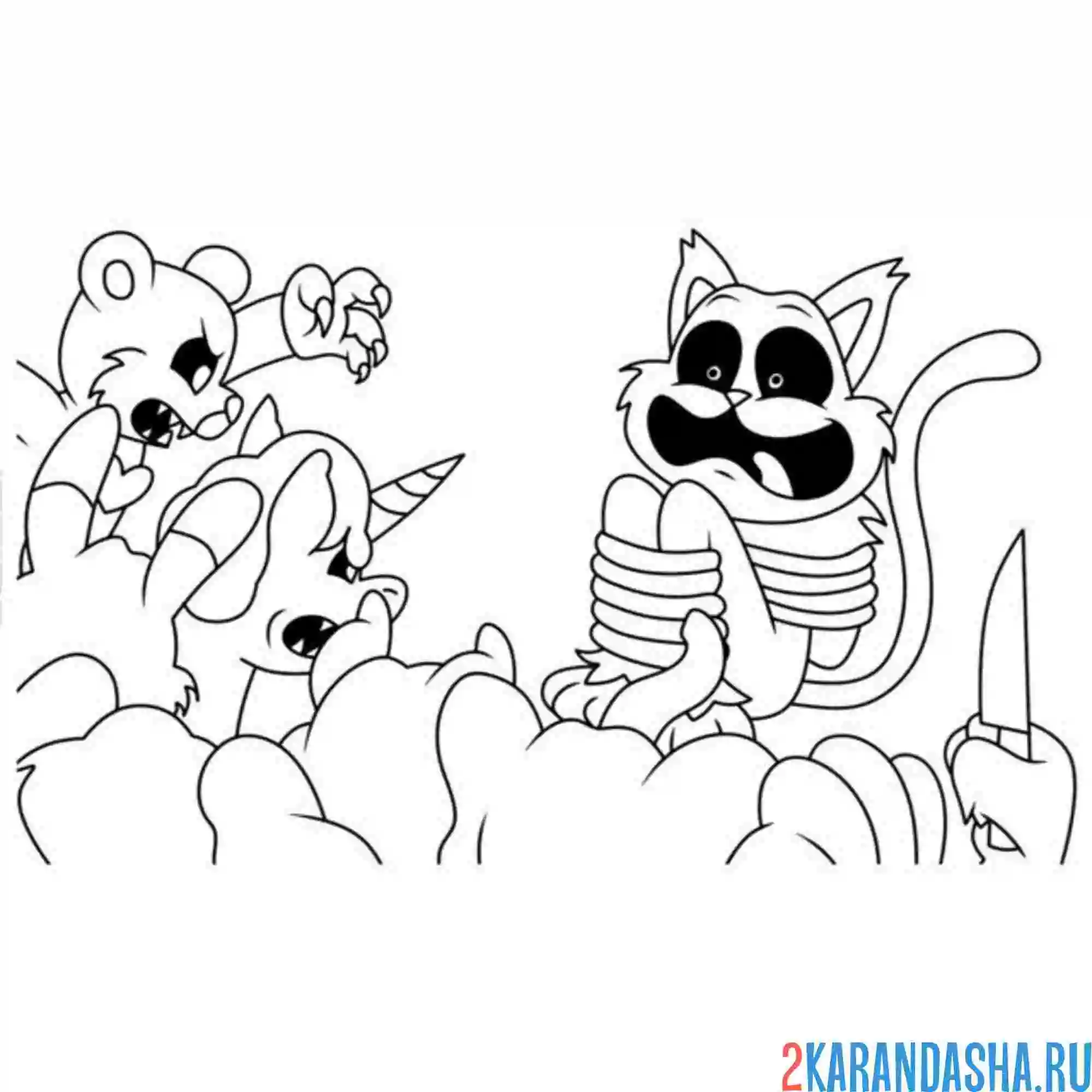 Раскраска catnap в опасности