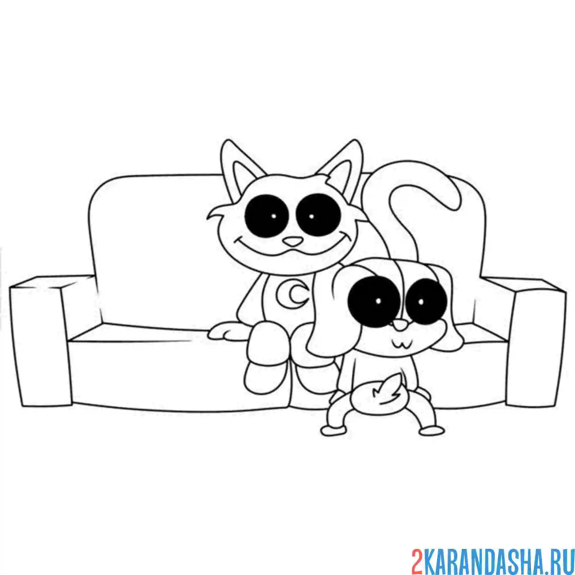 Раскраска catnap на диване