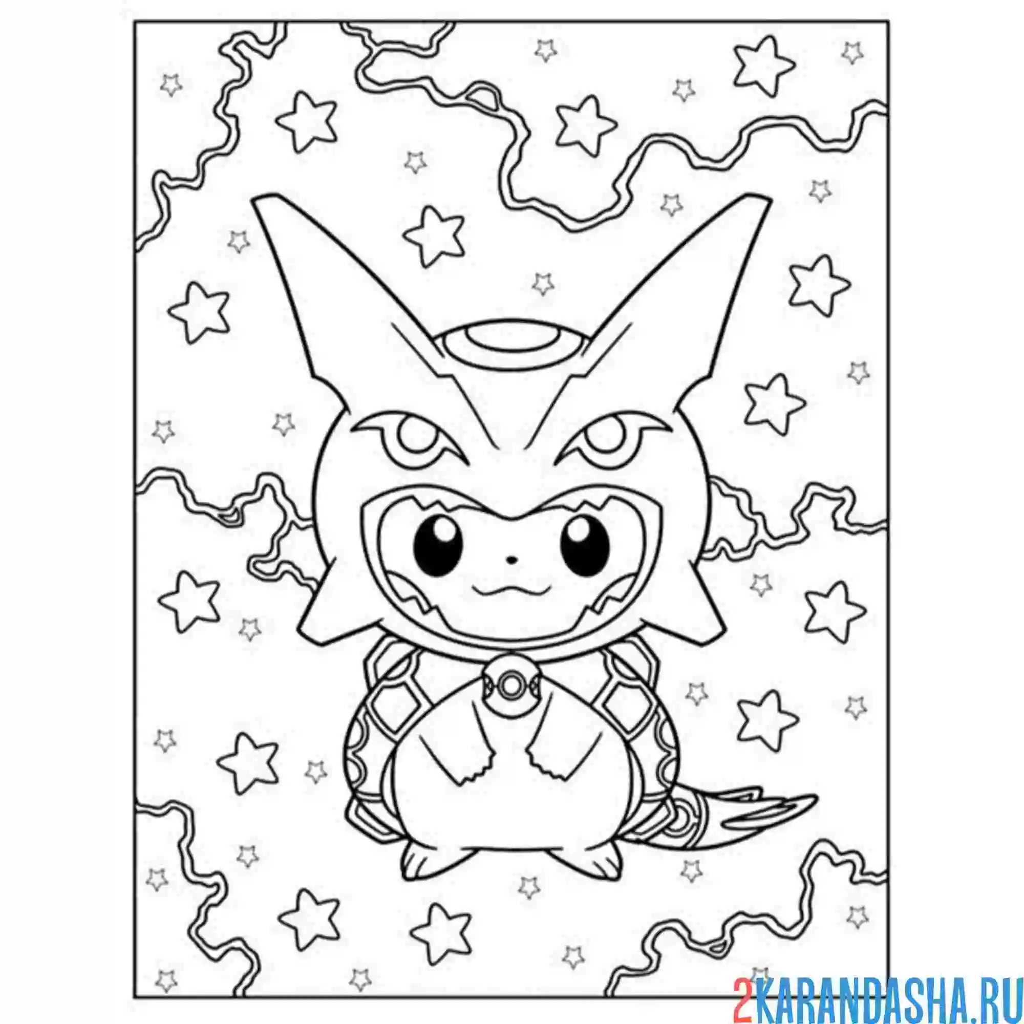 Раскраска пикачу на хэллоуин