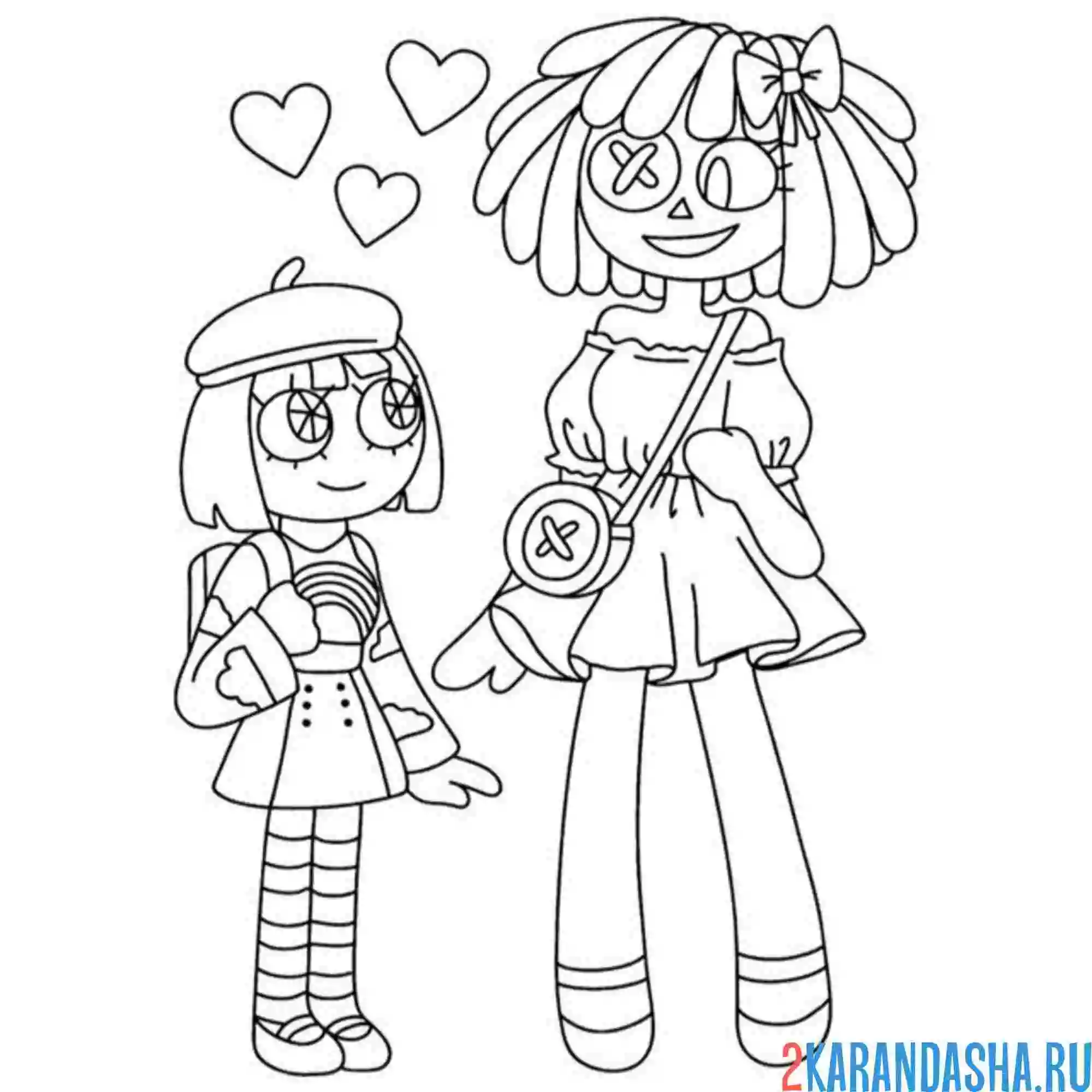 Раскраска рагата и девочка удивительный цифровой цирк