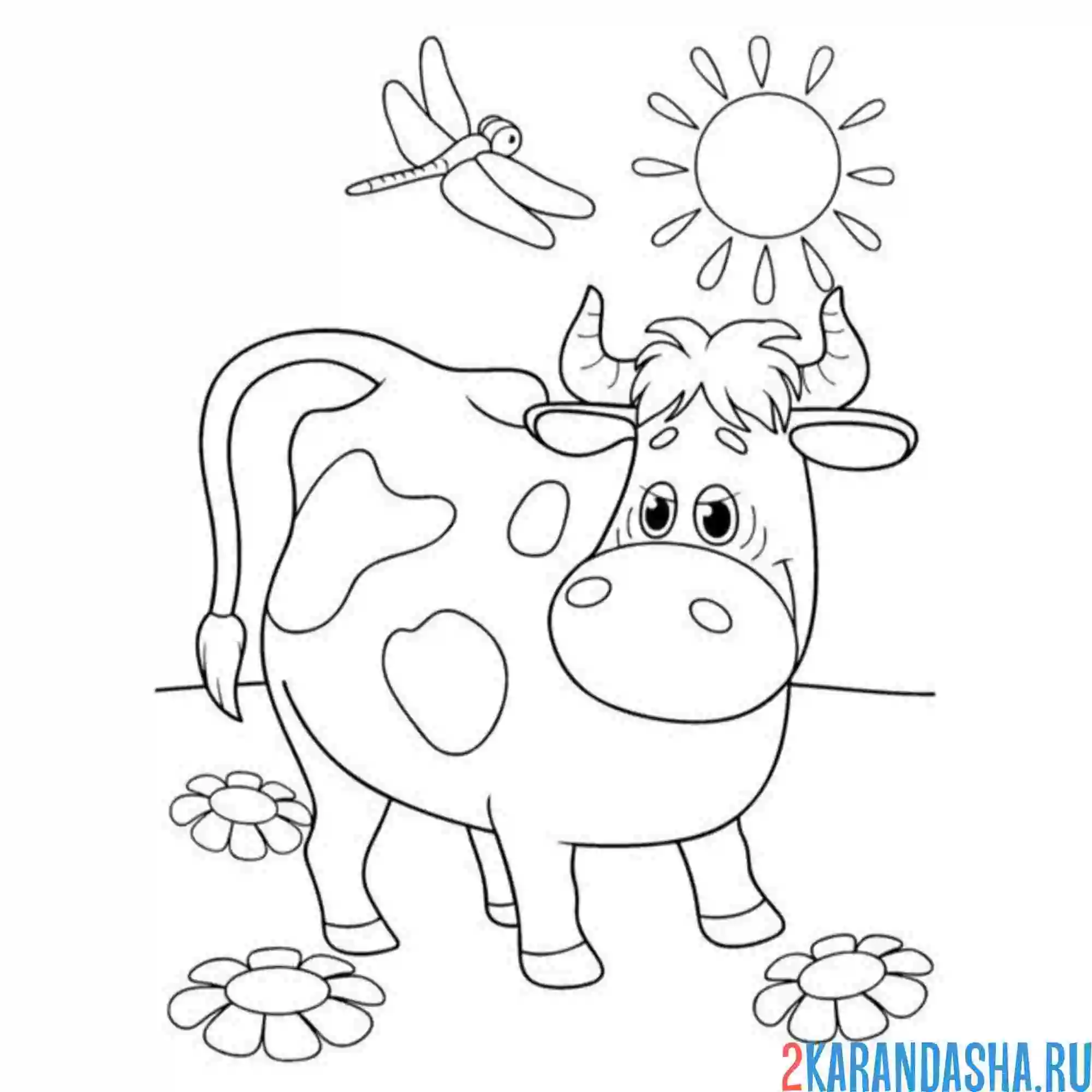 Раскраска коровка мурка простоквашино