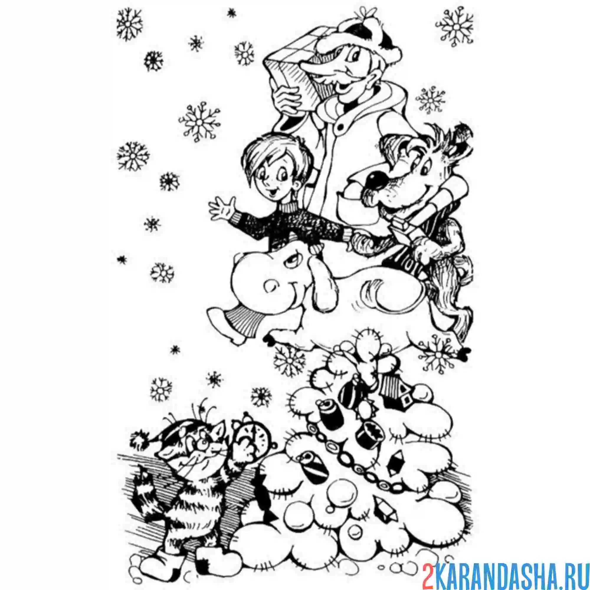 Раскраска зима в простоквашино