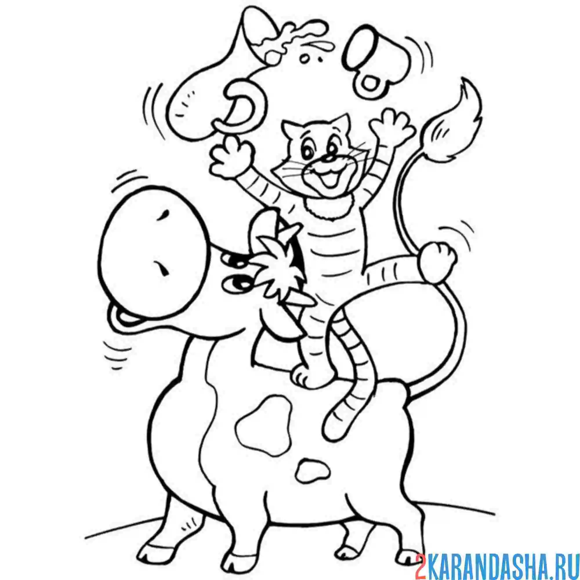 Раскраска матроскин и корова