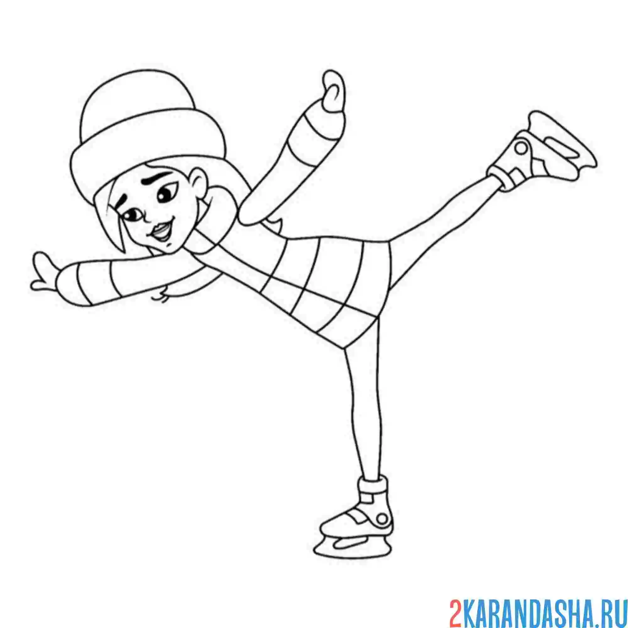 Раскраска мама на коньках