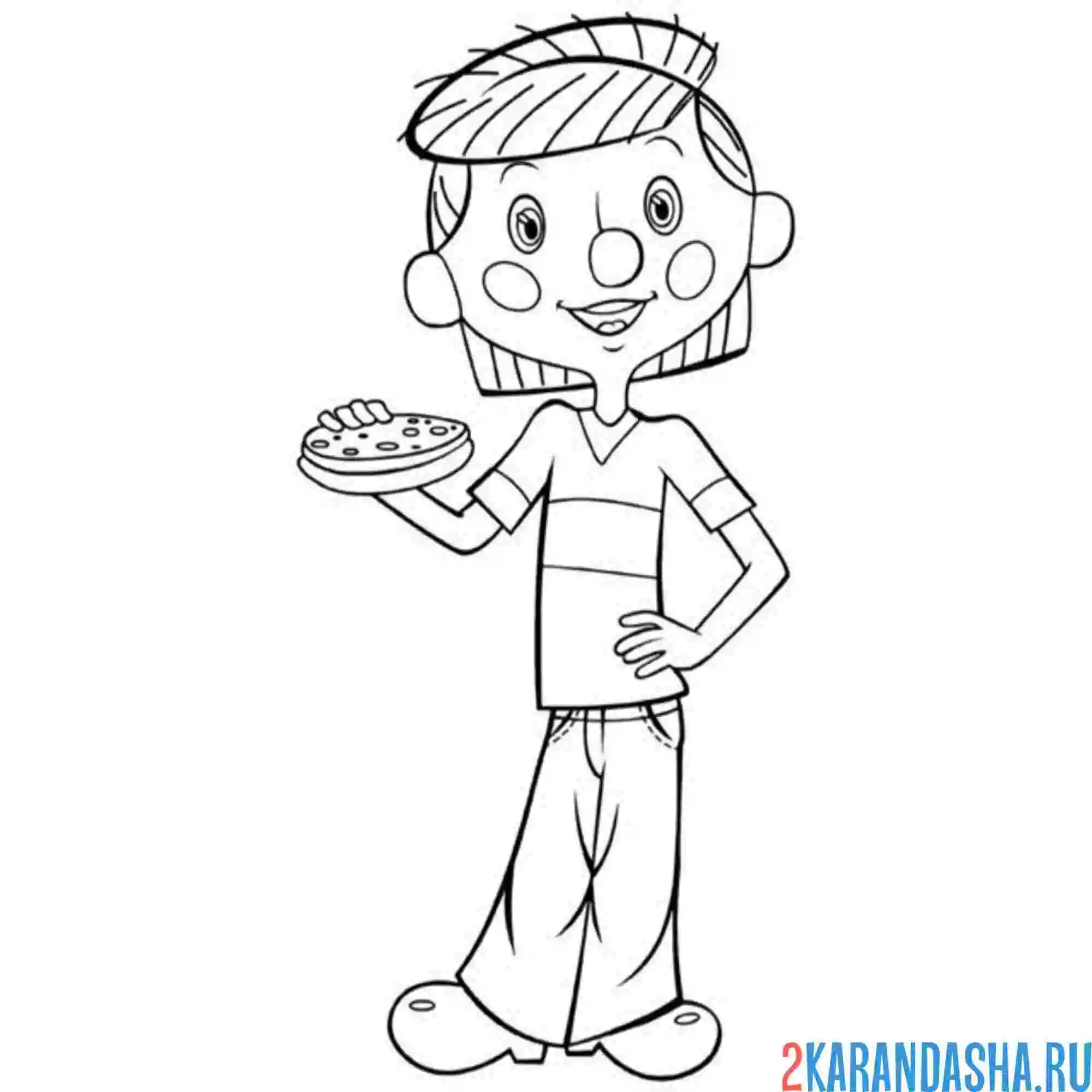 Раскраска дядя федор ест бутерброд