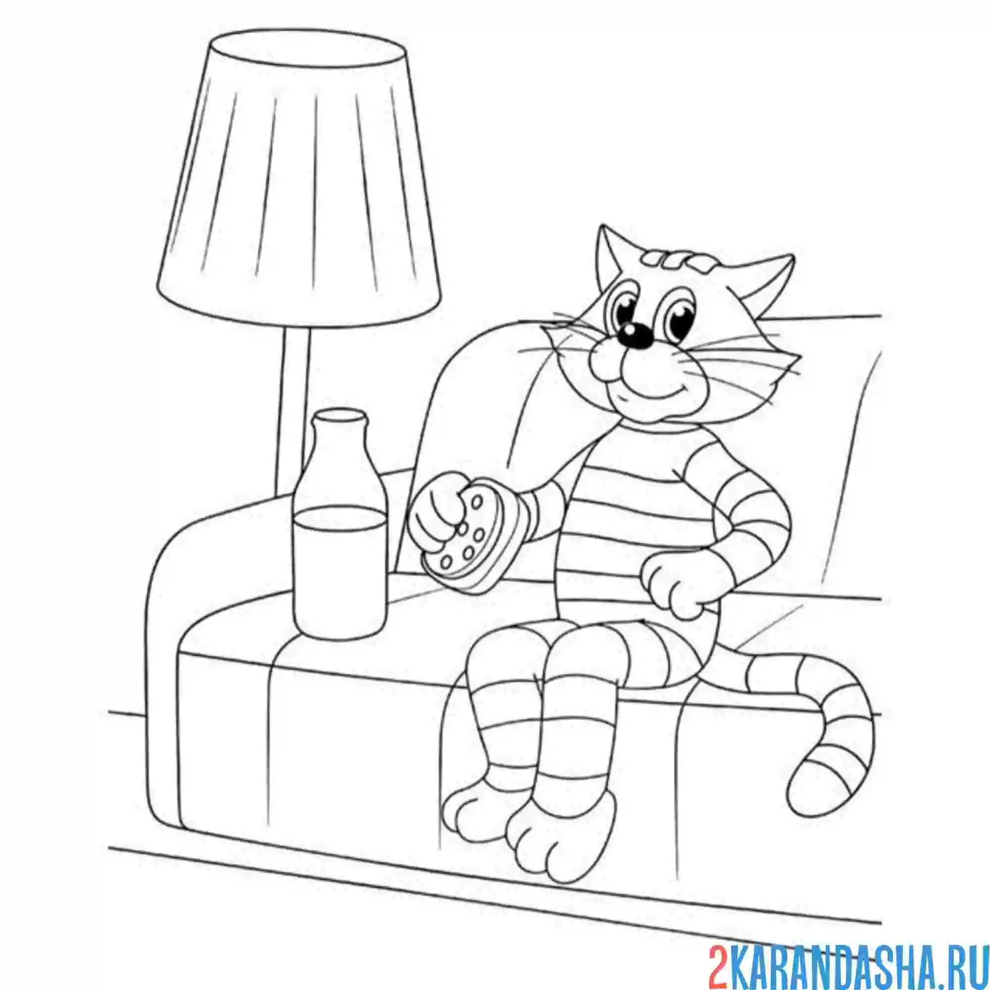 Раскраска кот матроскина на диване