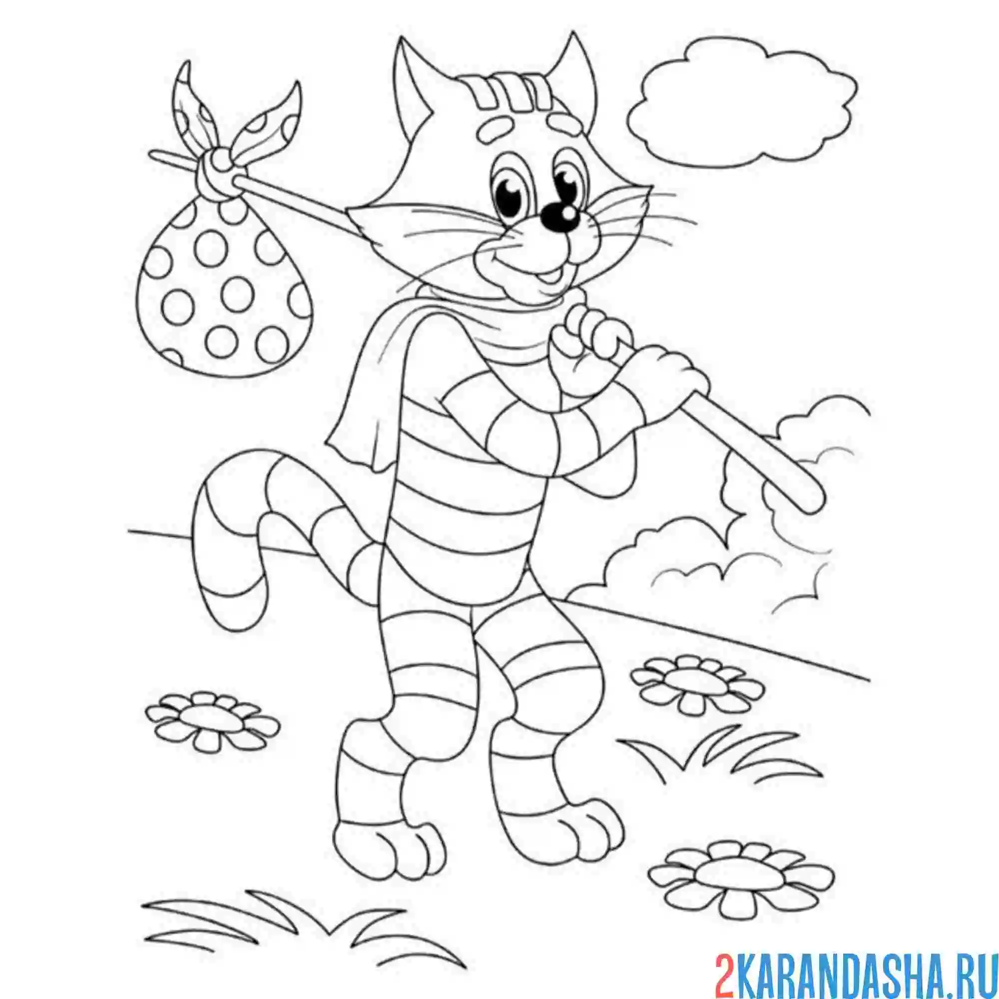 Раскраска кот матроскин узелок