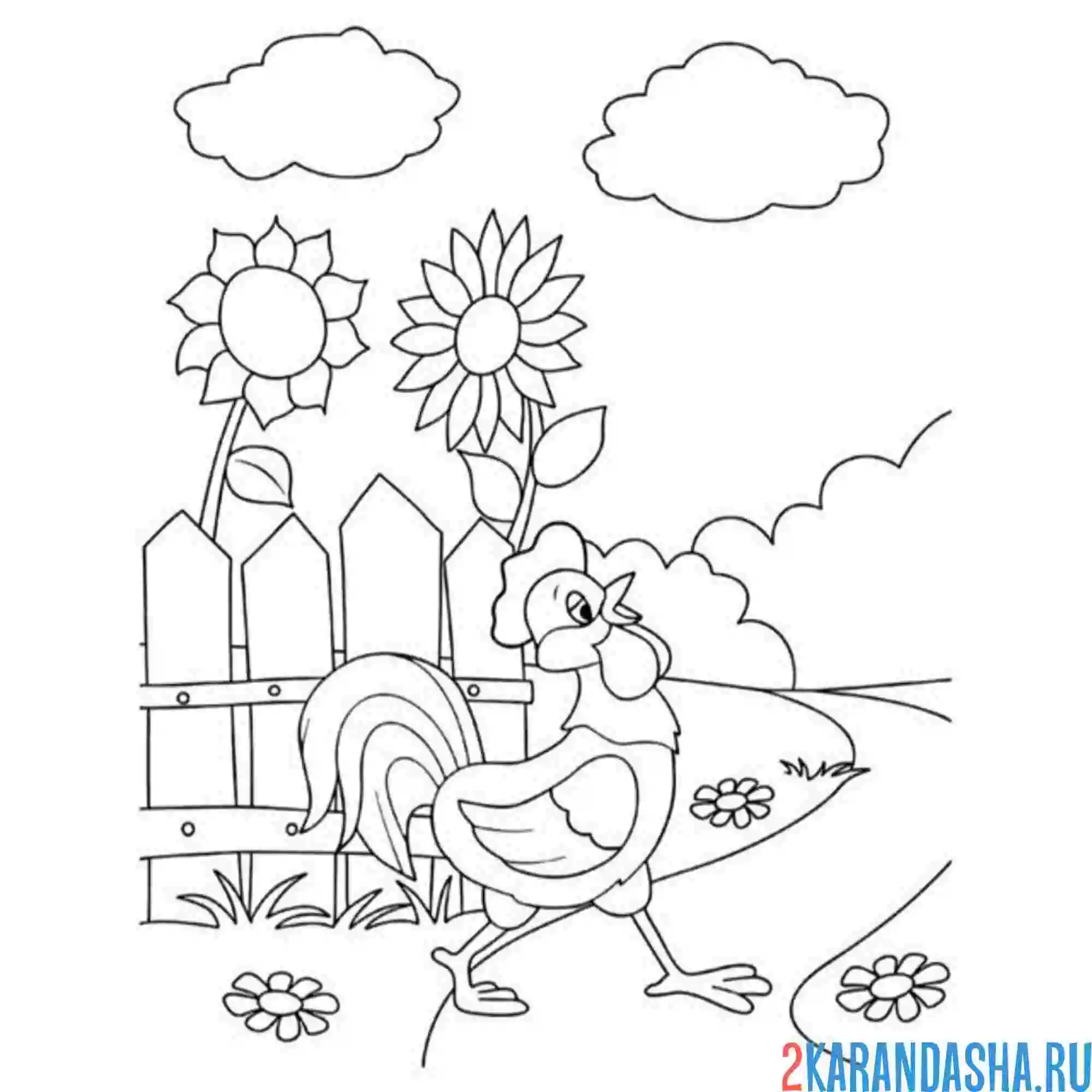 Раскраска петушок из простоквашино