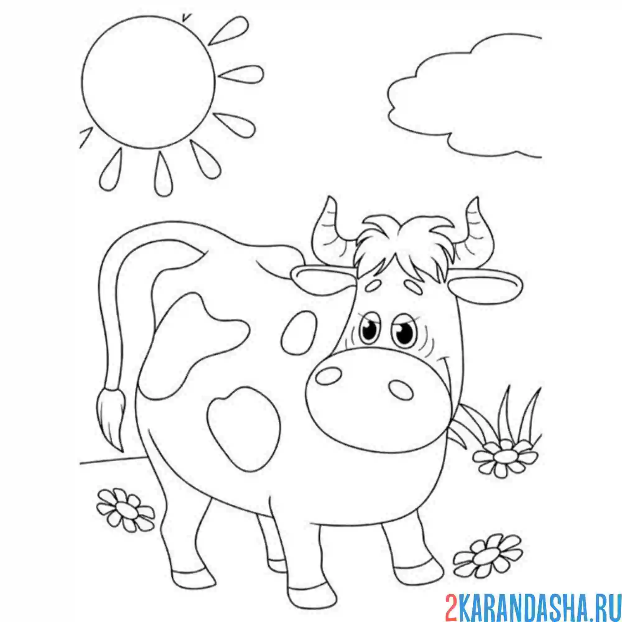 Раскраска корова мурка простоквашино