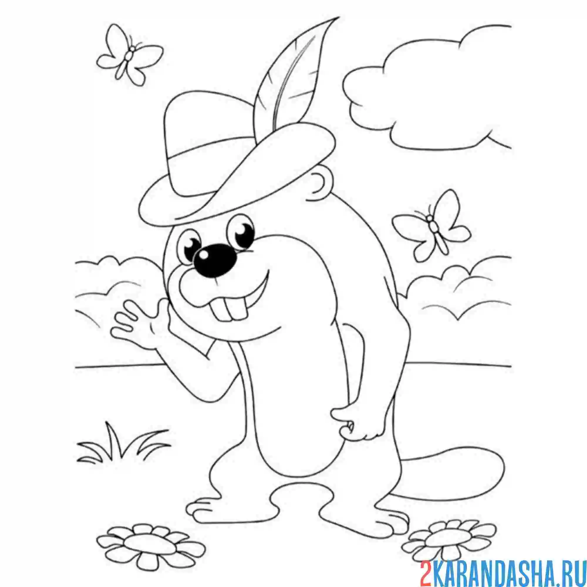 Раскраска бобер простоквашино