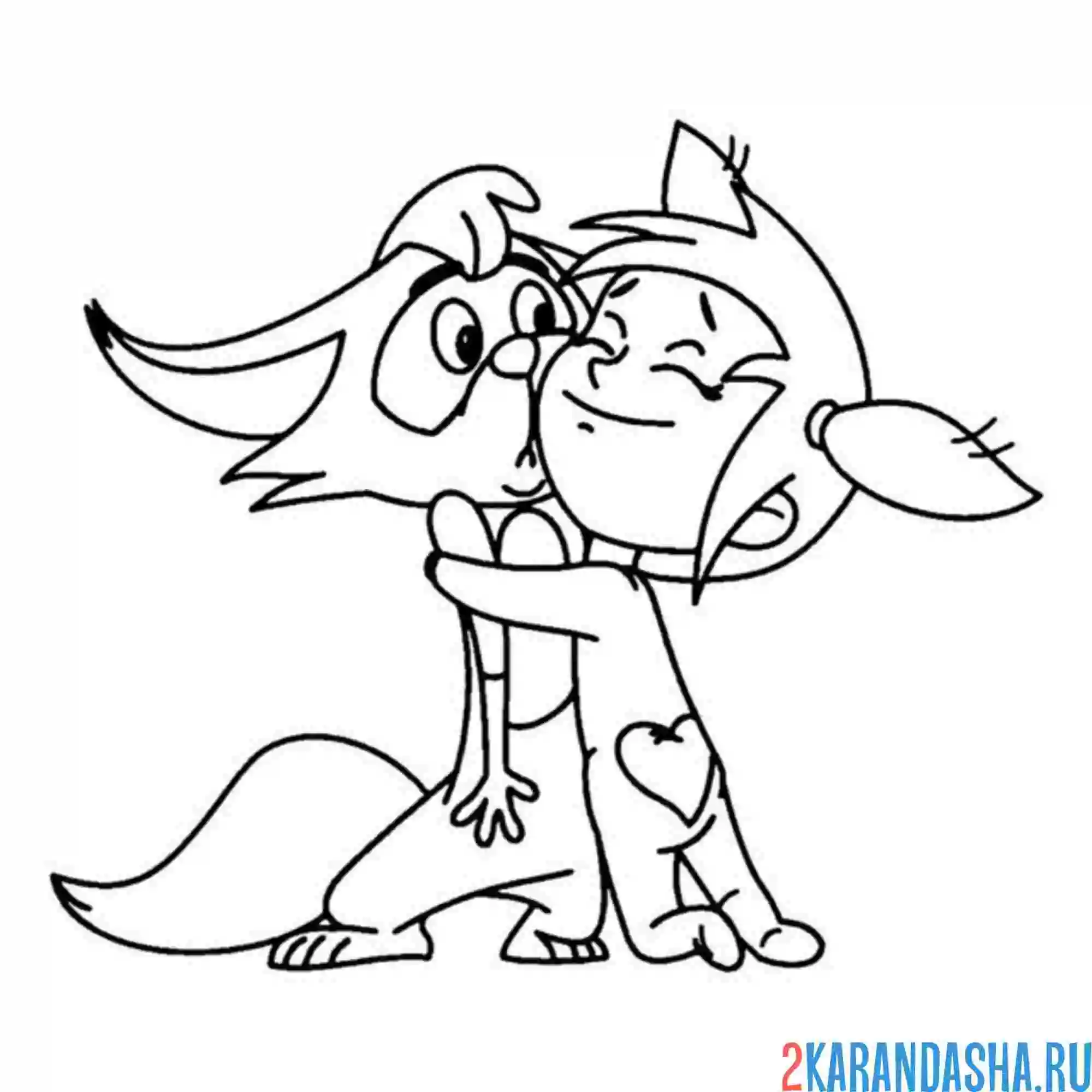 Раскраска обнимашки тама-тама