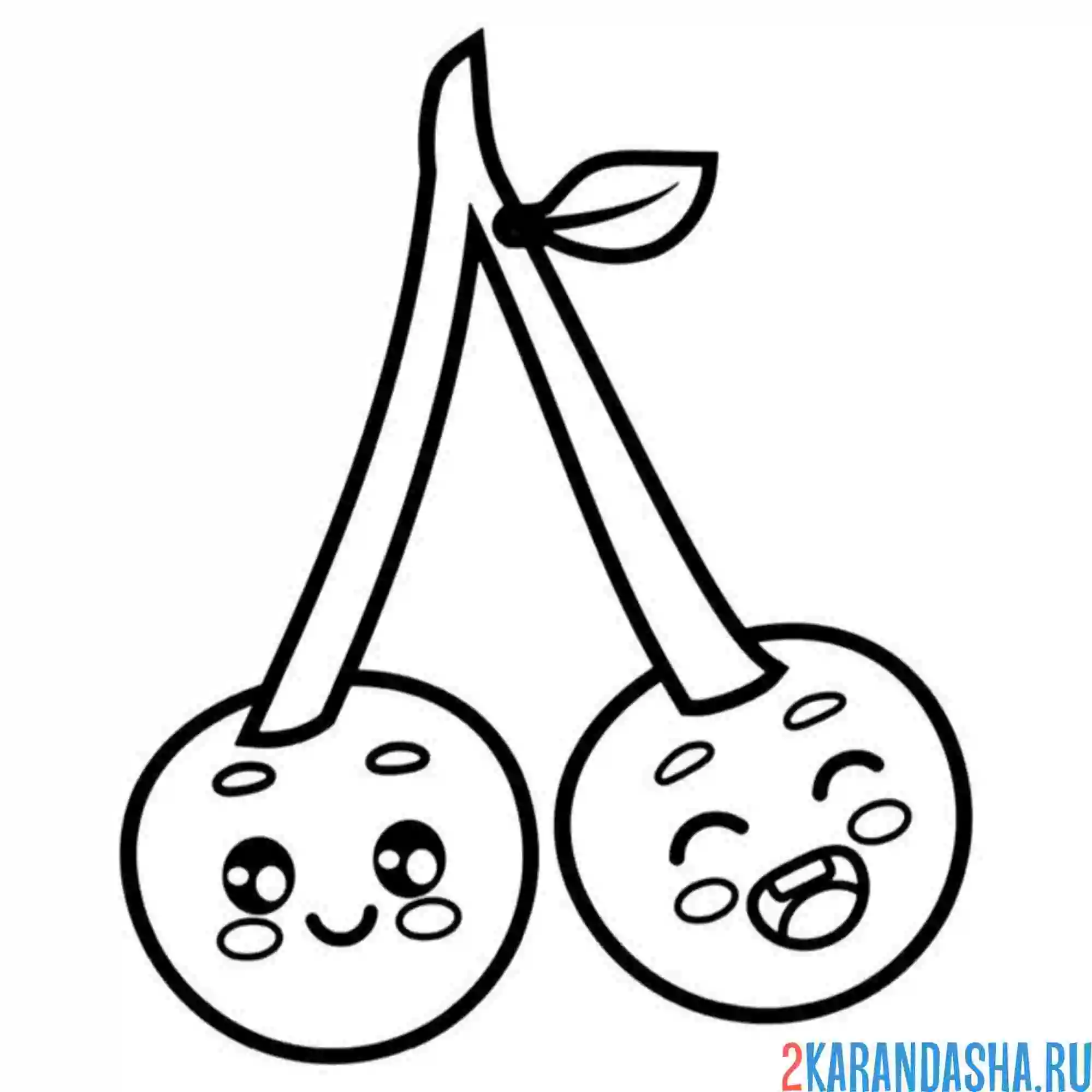 Раскраска каваи черешня