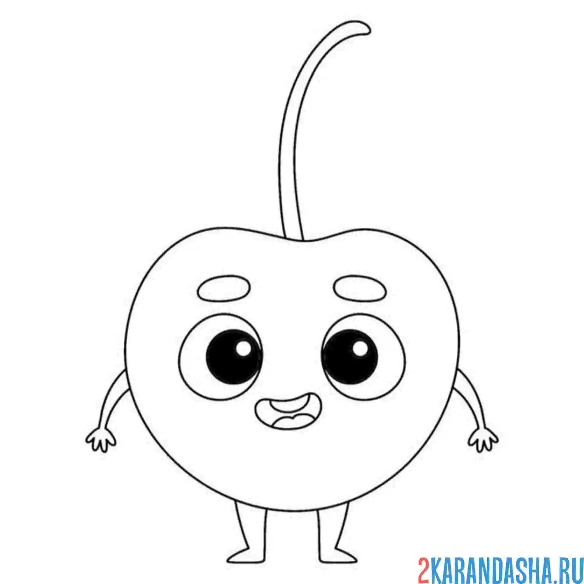 Раскраска вишенка каваи