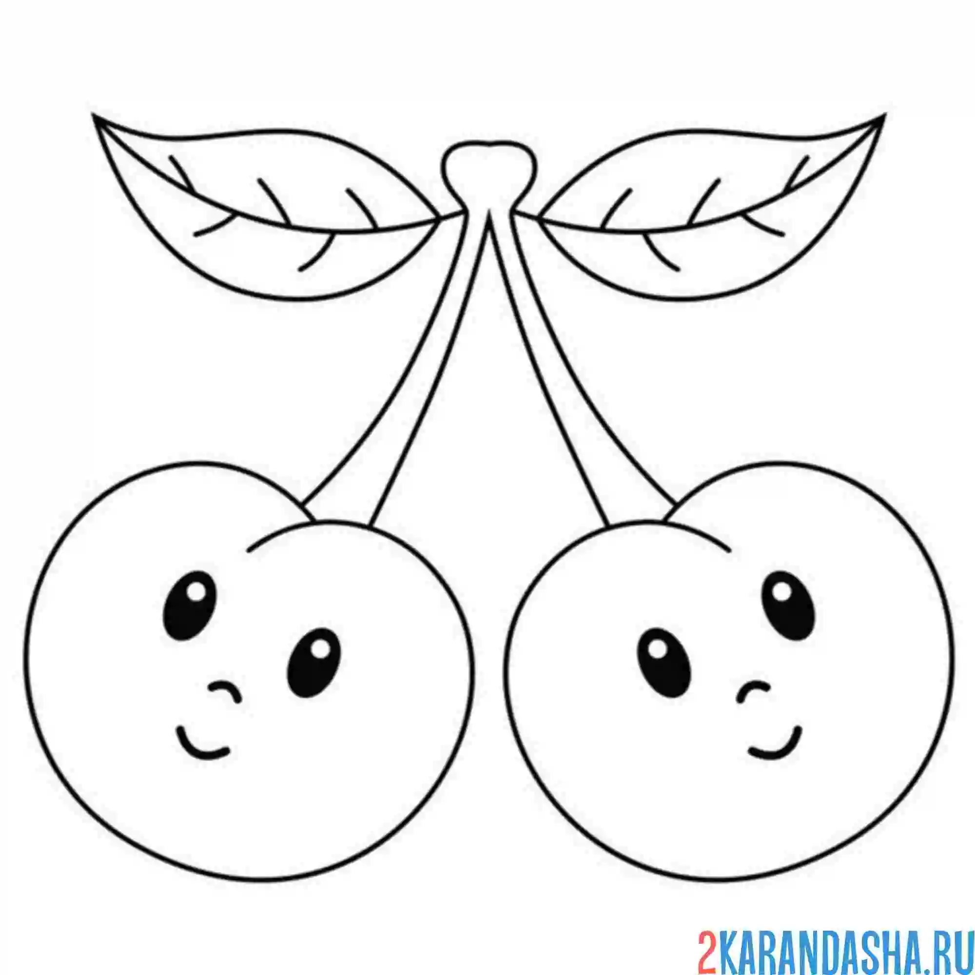 Раскраска каваи черешня вишня