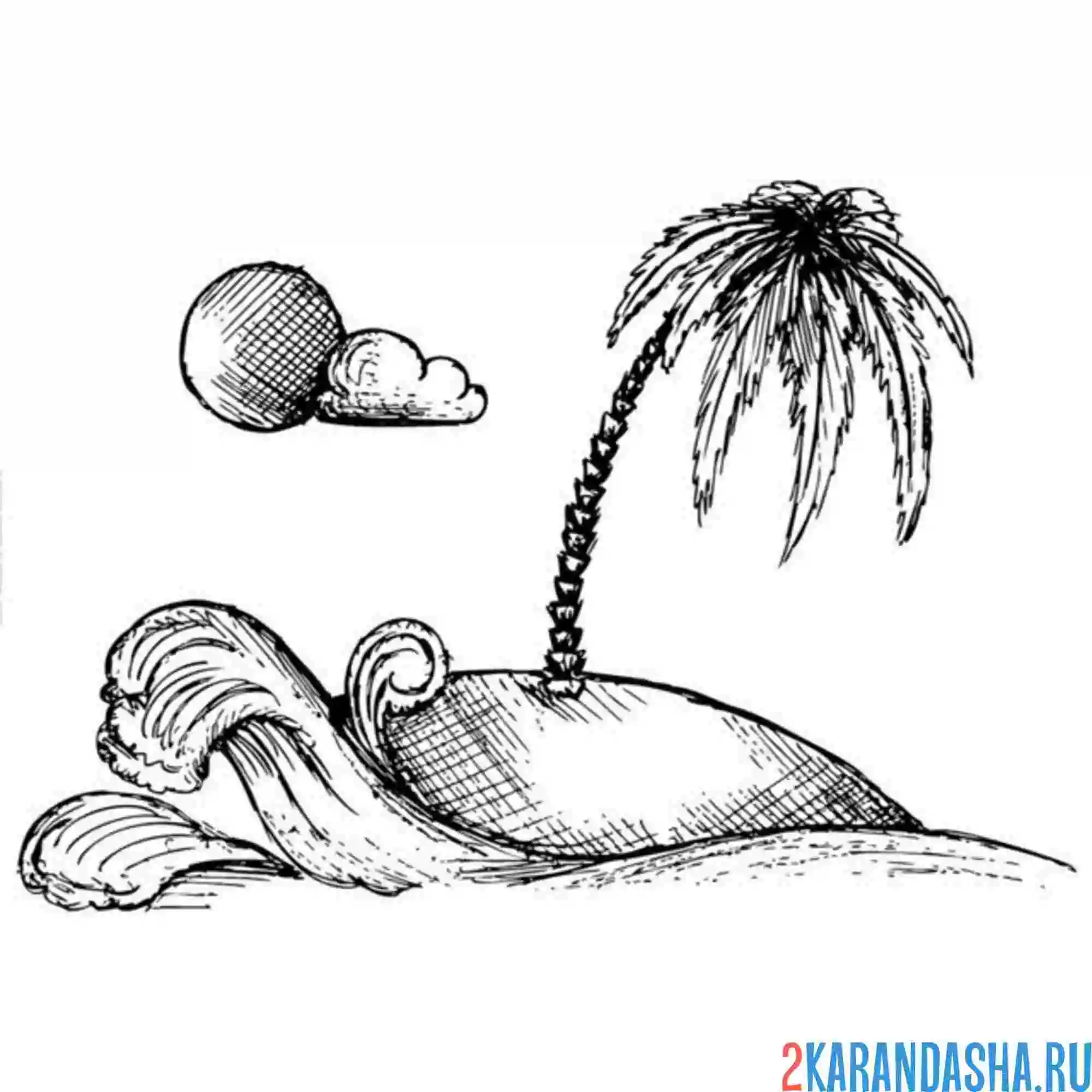 Раскраска пальма и шторм