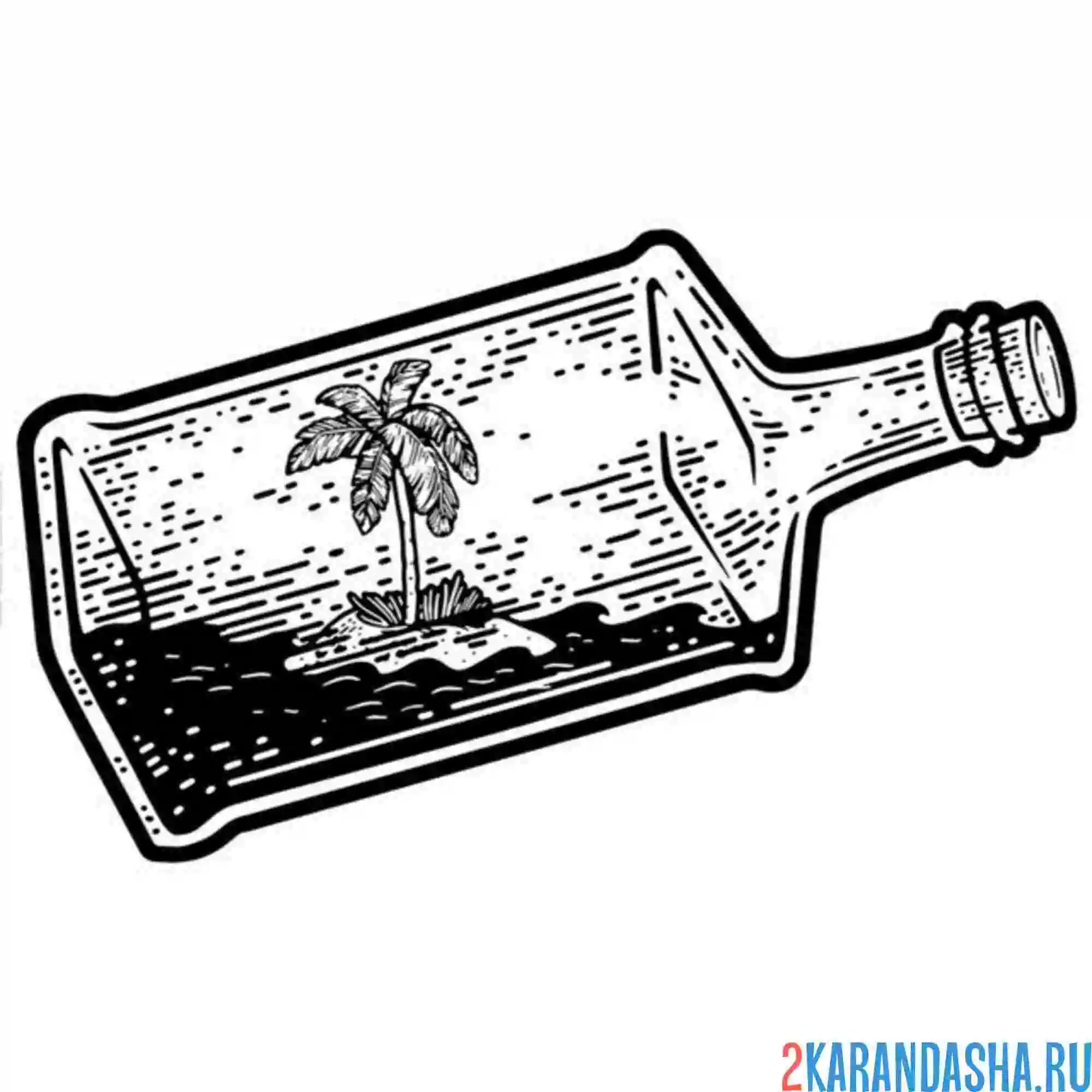 Раскраска пальма в бутылке