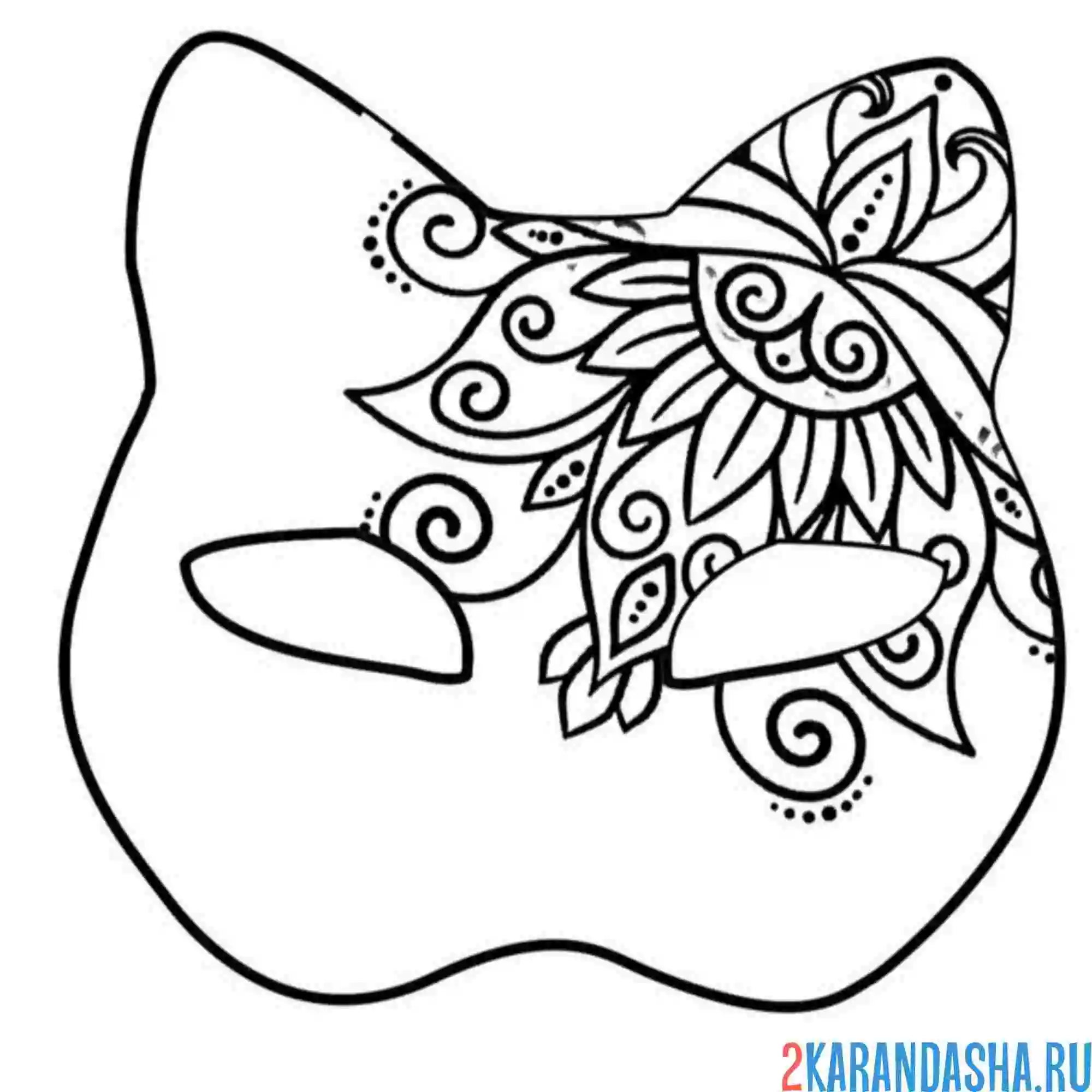 Раскраска маска квадробики узорчатая
