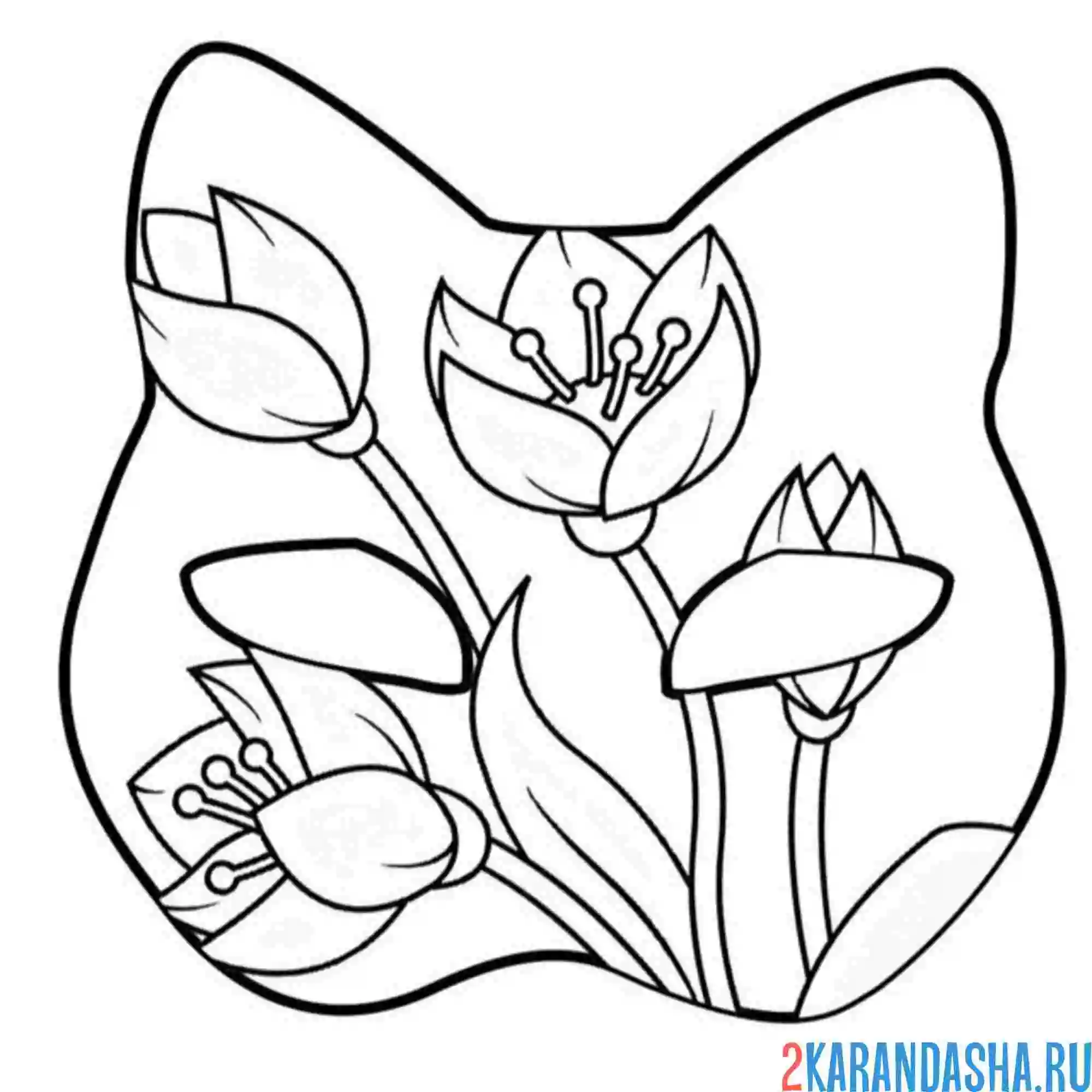 Раскраска маска квадробики тюльпаны