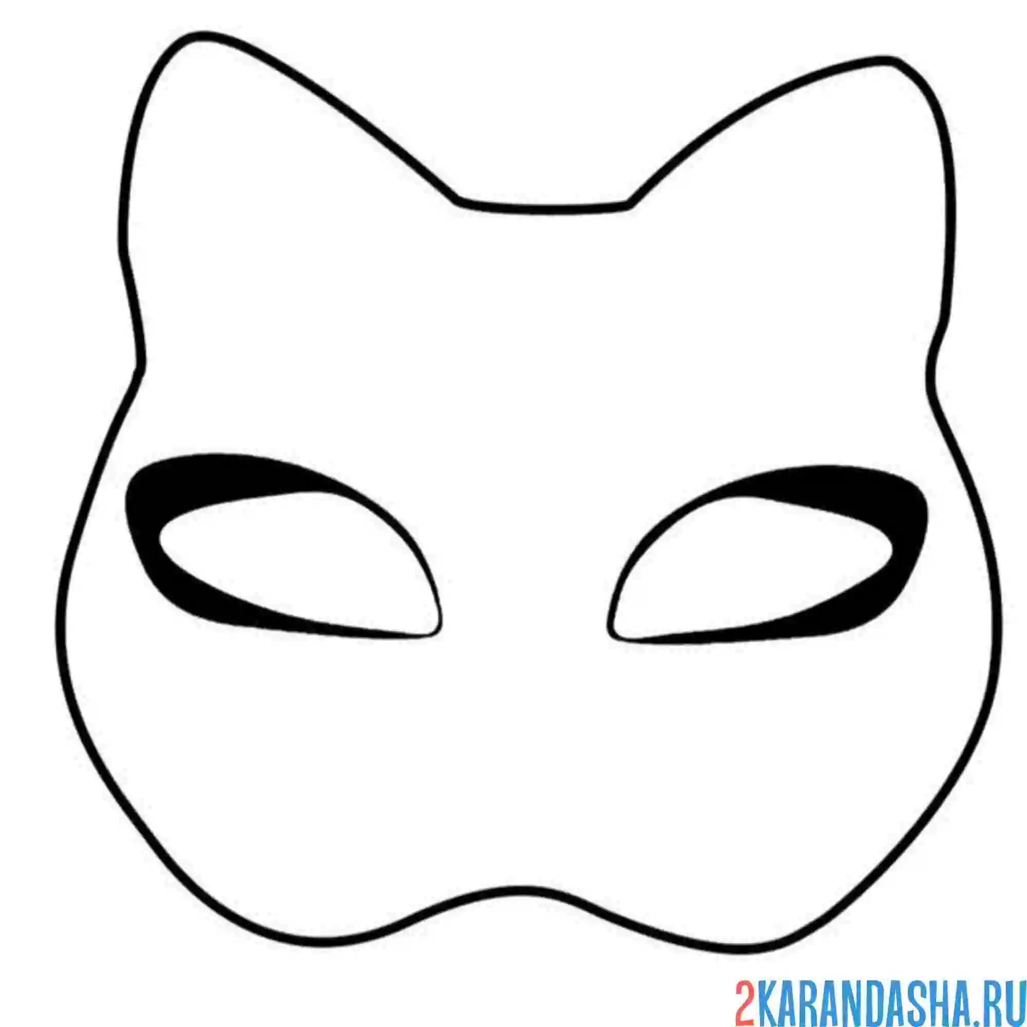 Раскраска маска кошки квадробики без узоров