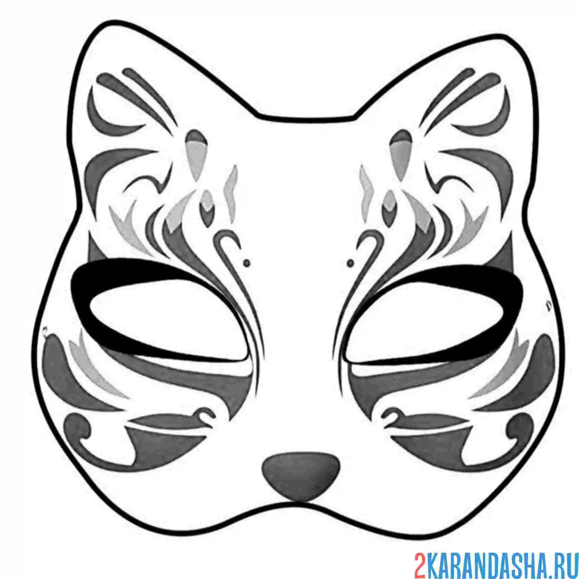 Раскраска маска квадробики кошка и узоры